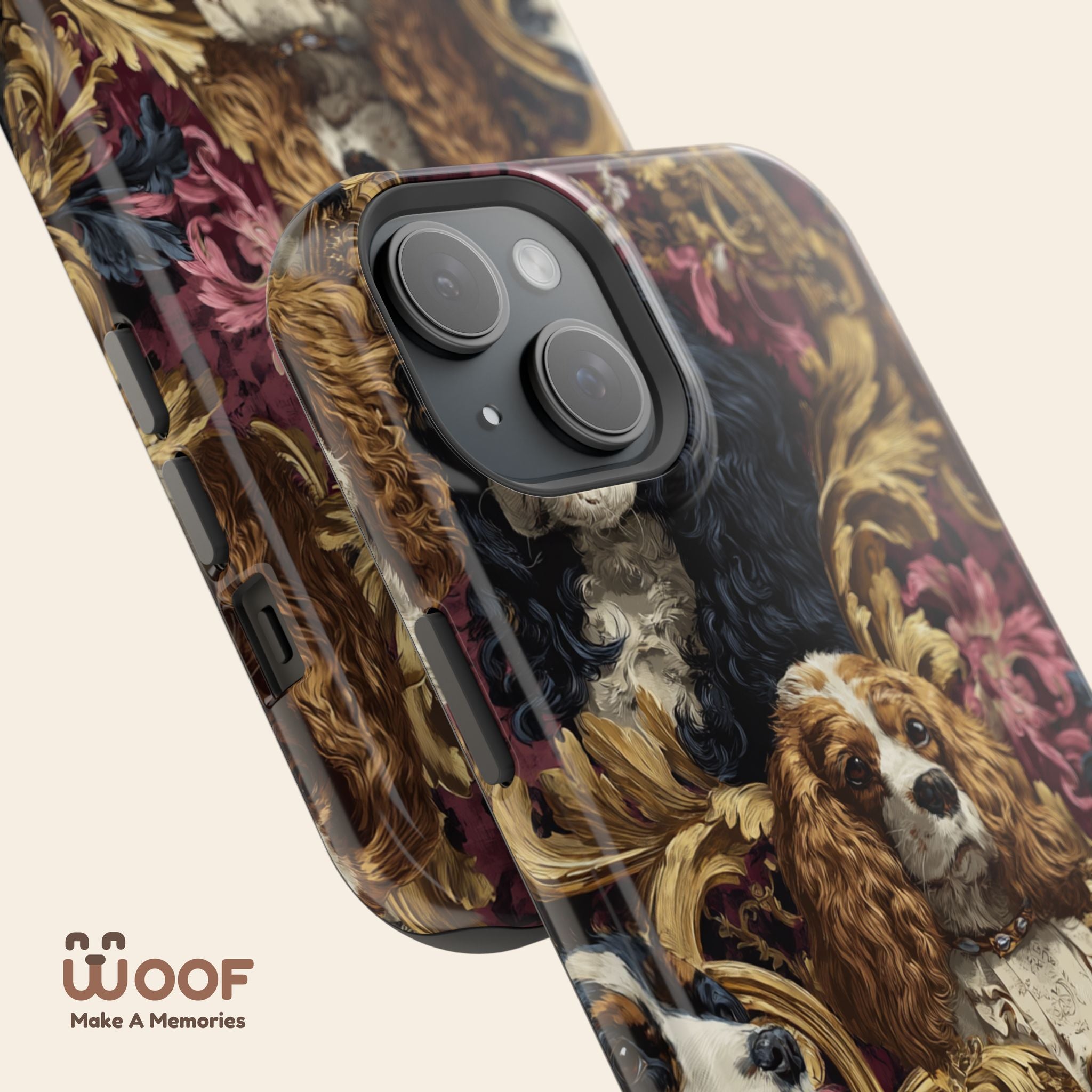 Elegant Pet Portrait Phone Case – Floral Design, Dog Lover Gift, Durable Phone Cover, Unique Art Case, Stylish Accessory