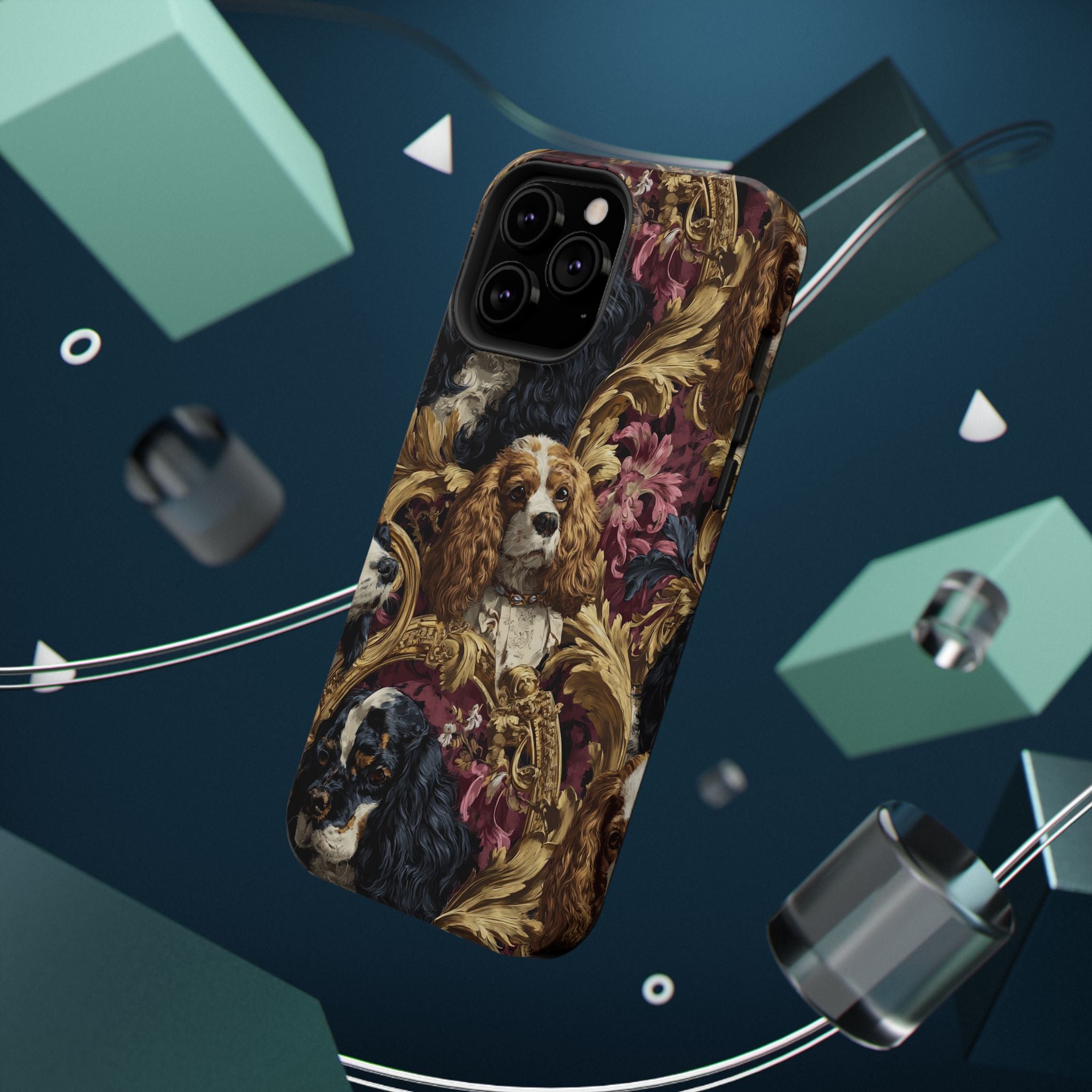 Elegant Pet Portrait Phone Case – Floral Design, Dog Lover Gift, Durable Phone Cover, Unique Art Case, Stylish Accessory