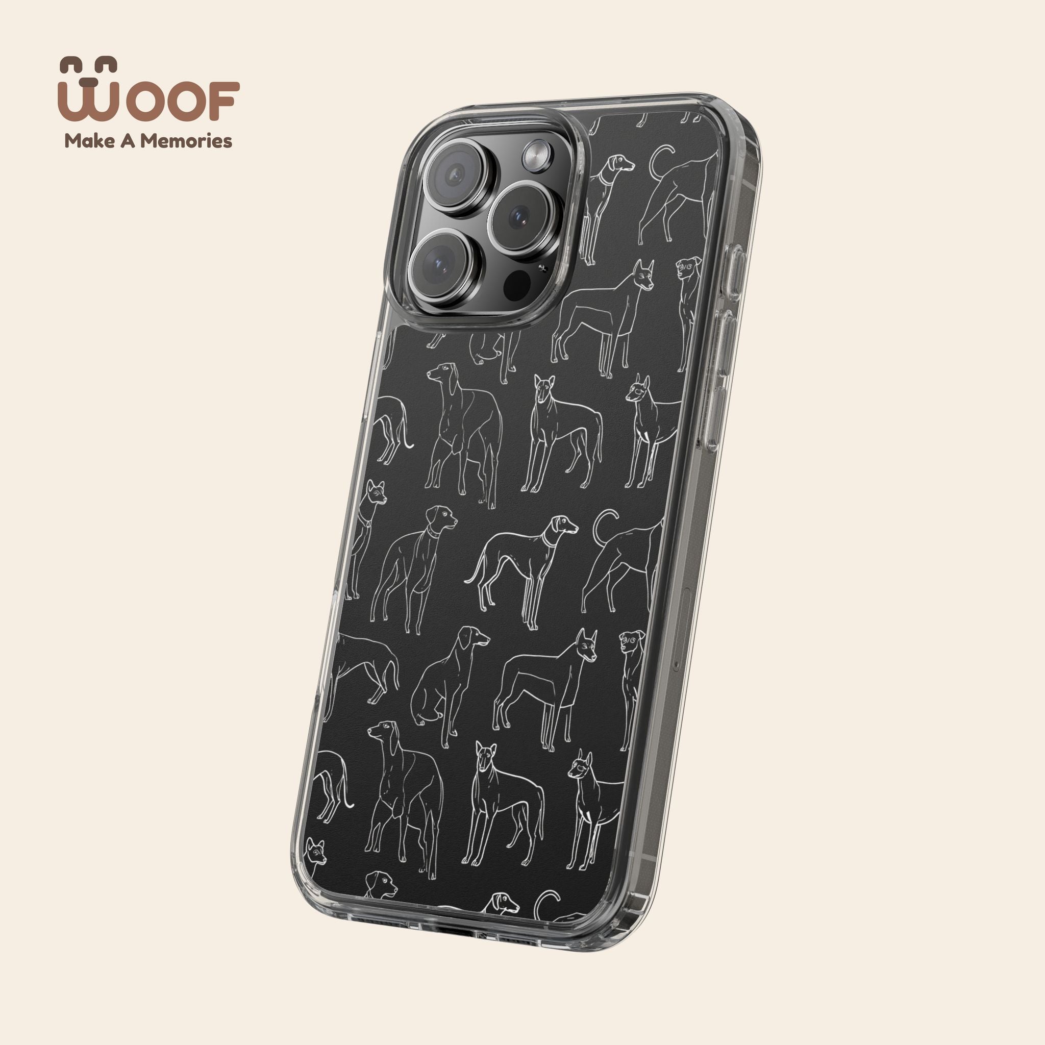 Stylish Dog Print Clear Phone Case, Pet Lover Gift, Customizable Clear Cases, Dog Owner Accessories, Cute Phone Covers