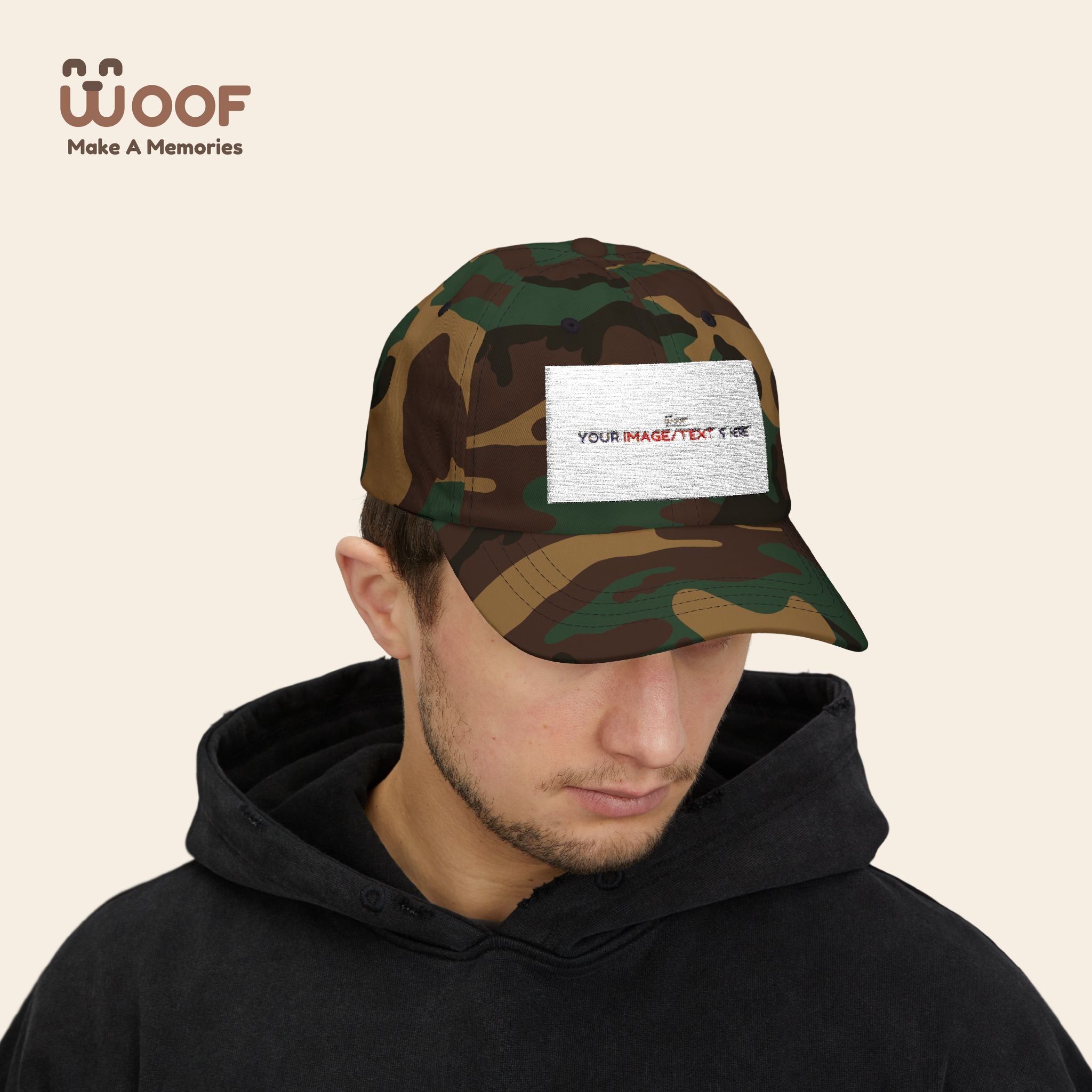 Classic Dad Cap with Woof Design, Adjustable Cap for Dog Lovers, Gift for Pet Owners, Casual Style Hat, Everyday Wear