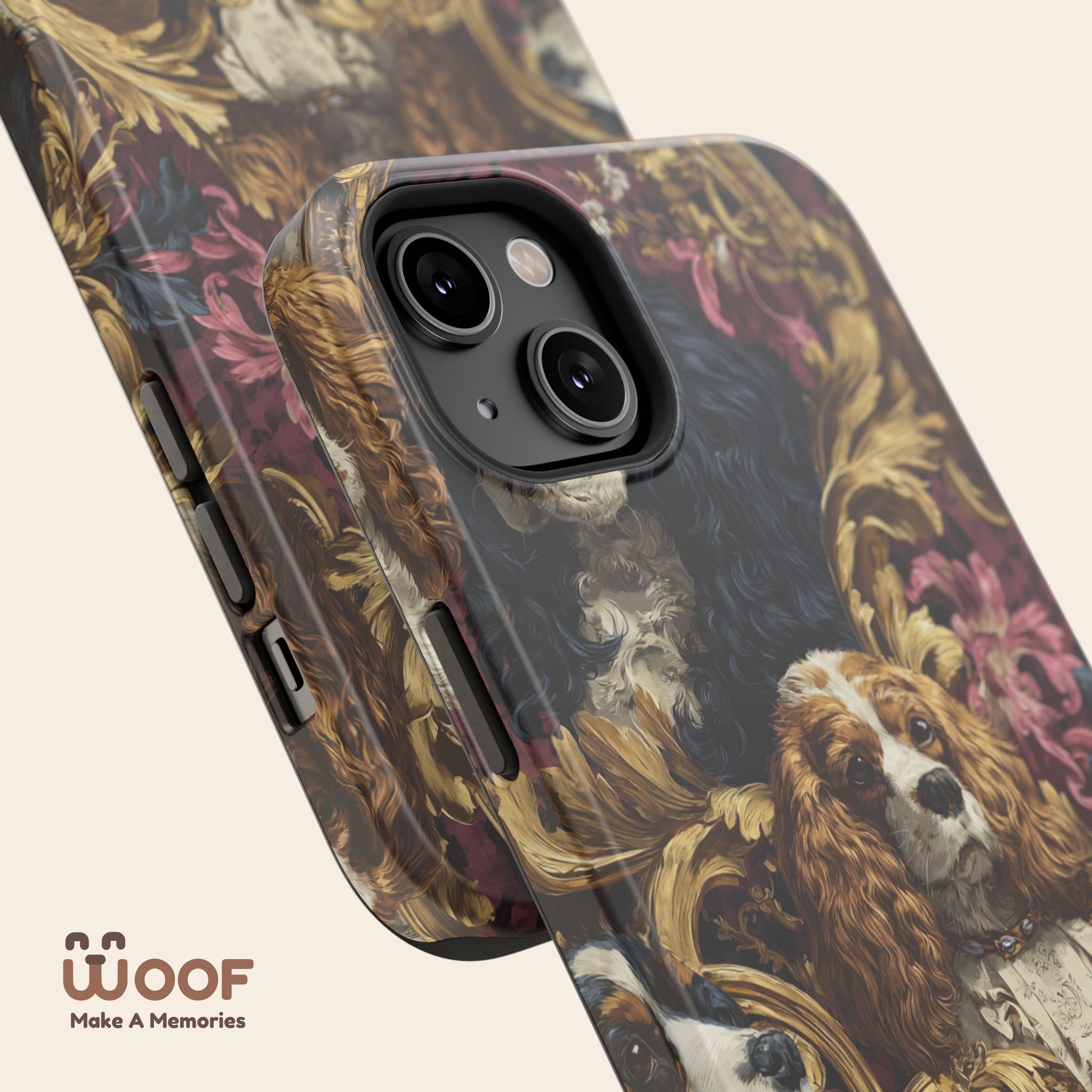 Elegant Pet Portrait Phone Case – Floral Design, Dog Lover Gift, Durable Phone Cover, Unique Art Case, Stylish Accessory