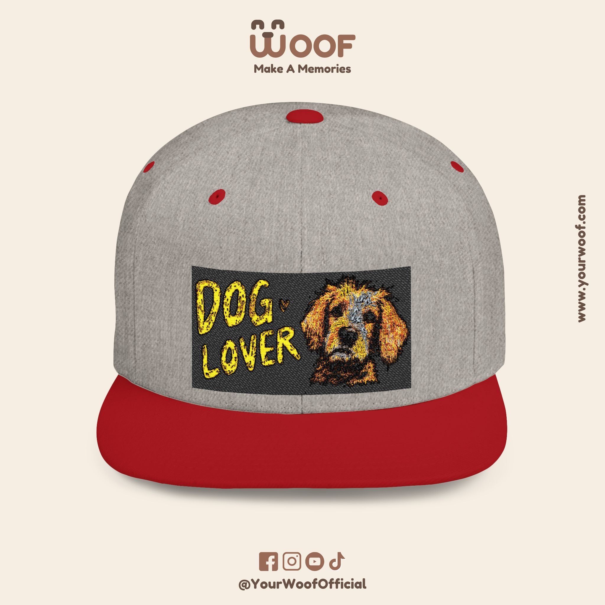 Dog Lover Flat Bill Snapback Hat, Casual Cap for Pet Owners, Dog Gift, Adjustable Hat, Fashion Accessory for Animal Lovers