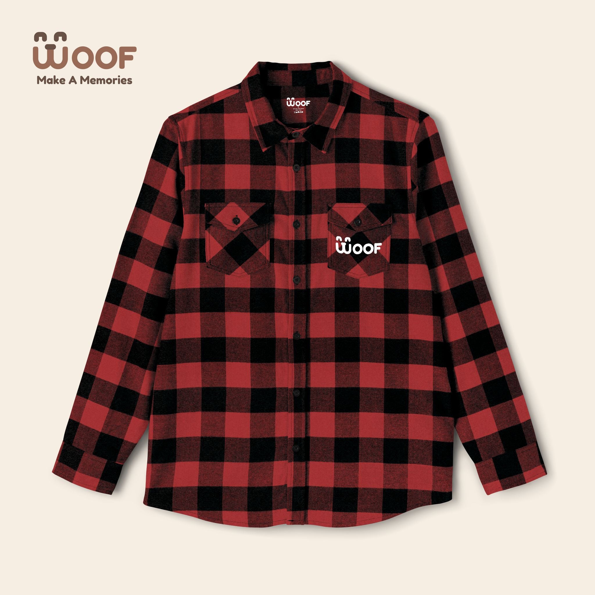 Woof Unisex Flannel Shirt, Dog Lover Apparel, Cozy Flannel, Pet Gift, Casual Wear, Outdoor Adventure, Fall Fashion