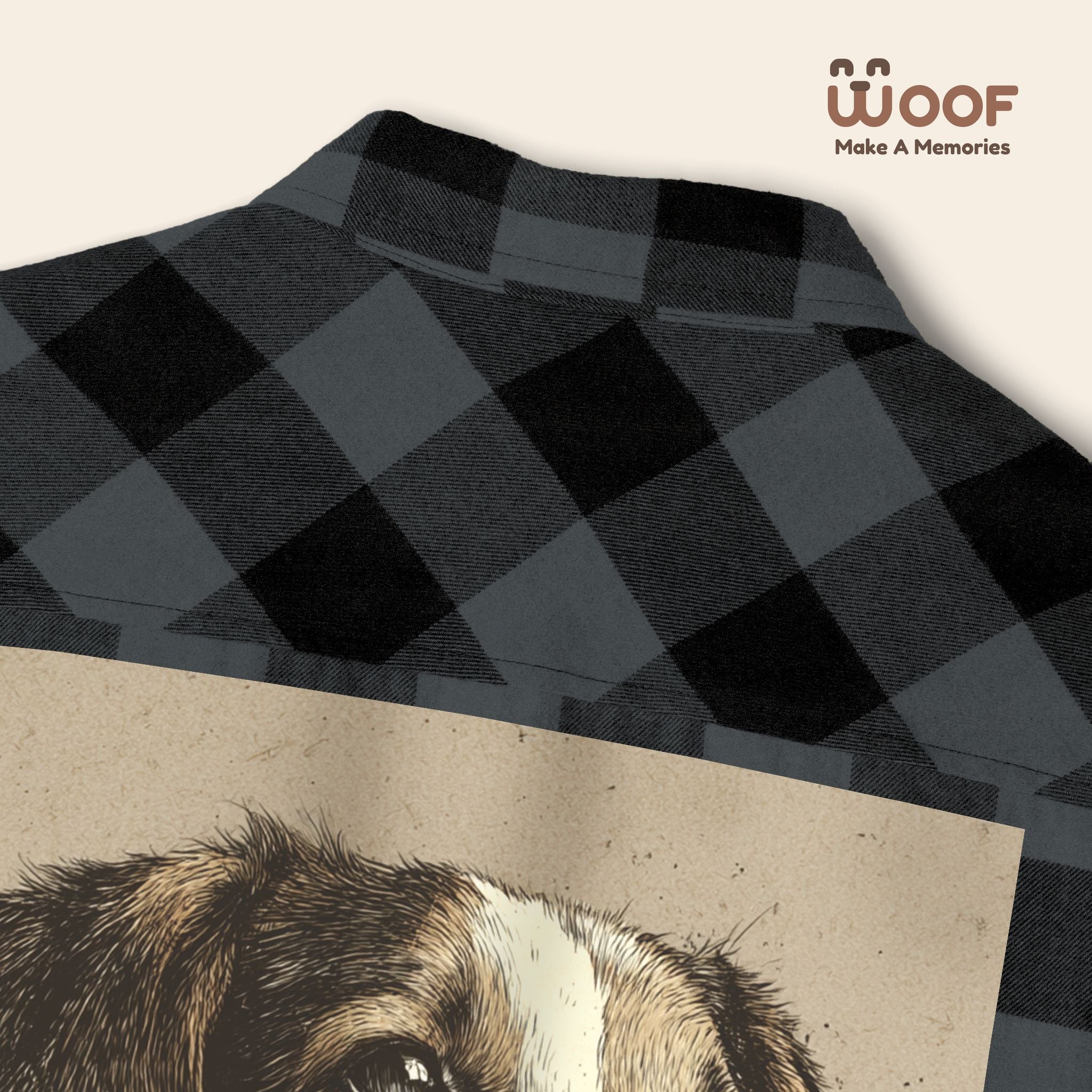 Woof Unisex Flannel Shirt, Dog Lover Apparel, Cozy Flannel, Pet Gift, Casual Wear, Outdoor Adventure, Fall Fashion
