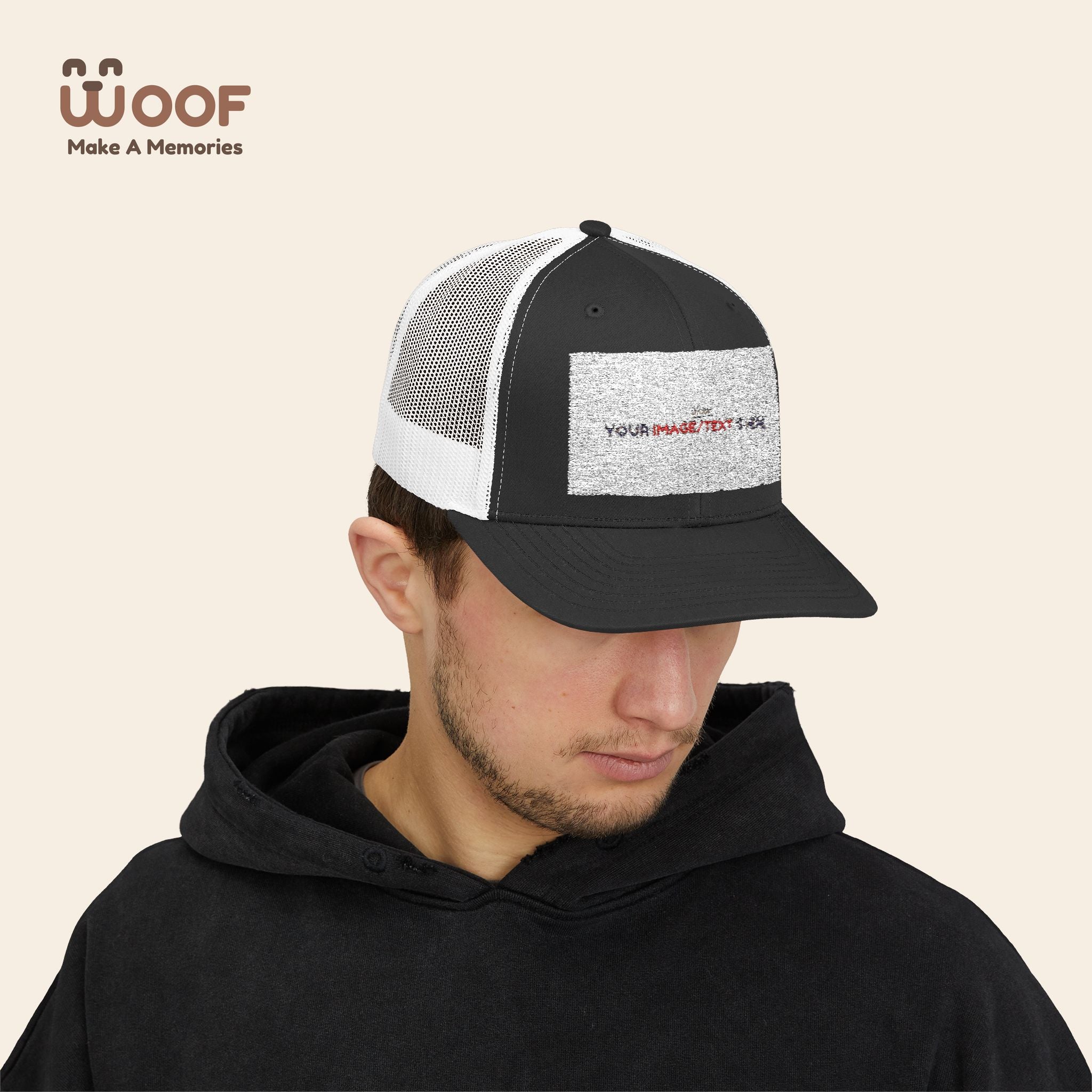 Woof Snapback Trucker Cap - Pet Lovers Gift, Dog Mom Hat, Casual Outdoor Accessory, Fun Pet Apparel, Unique Dog Dad Gift