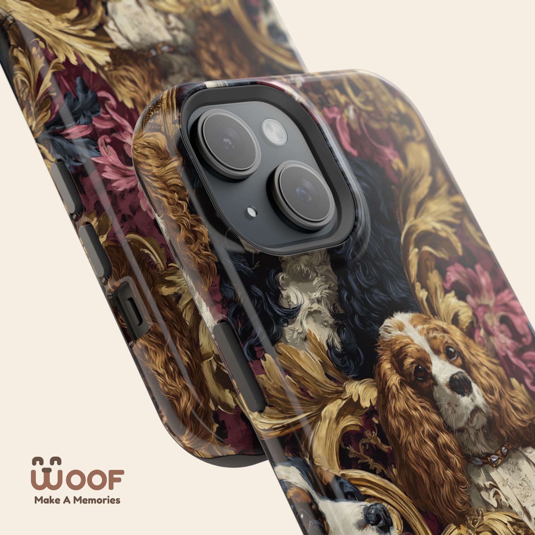 Elegant Pet Portrait Phone Case – Floral Design, Dog Lover Gift, Durable Phone Cover, Unique Art Case, Stylish Accessory