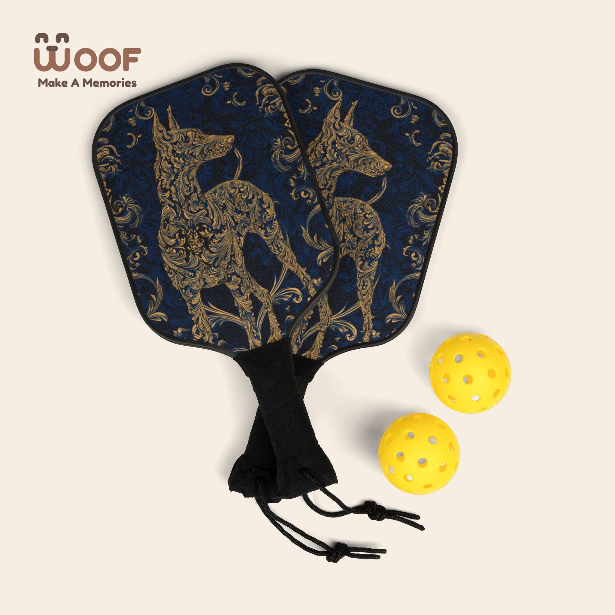 Decorative Pickleball Paddle Set - Unique Dog Design for Fun Play