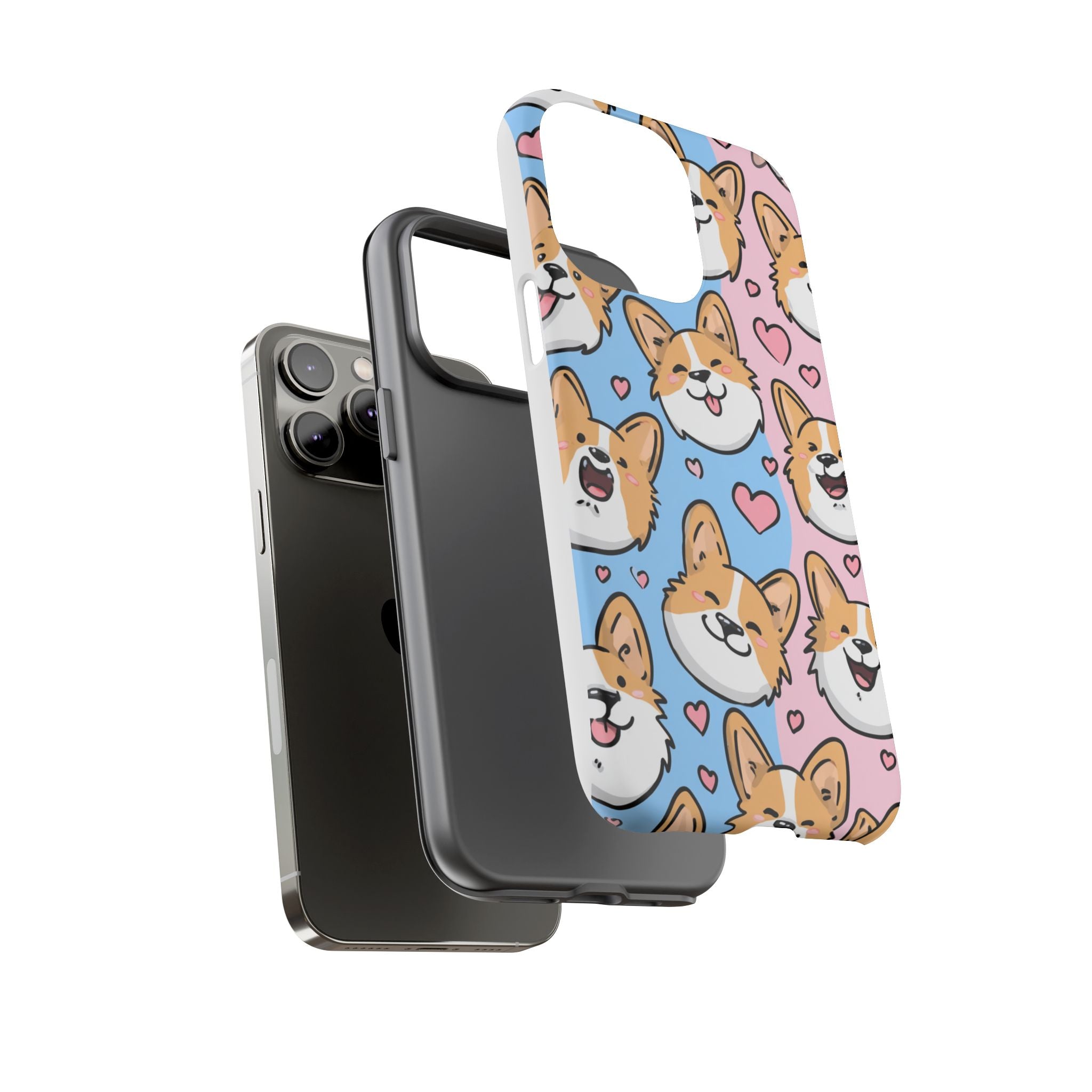 Cute Corgi Phone Case – Fun & Playful Protection with Love Hearts