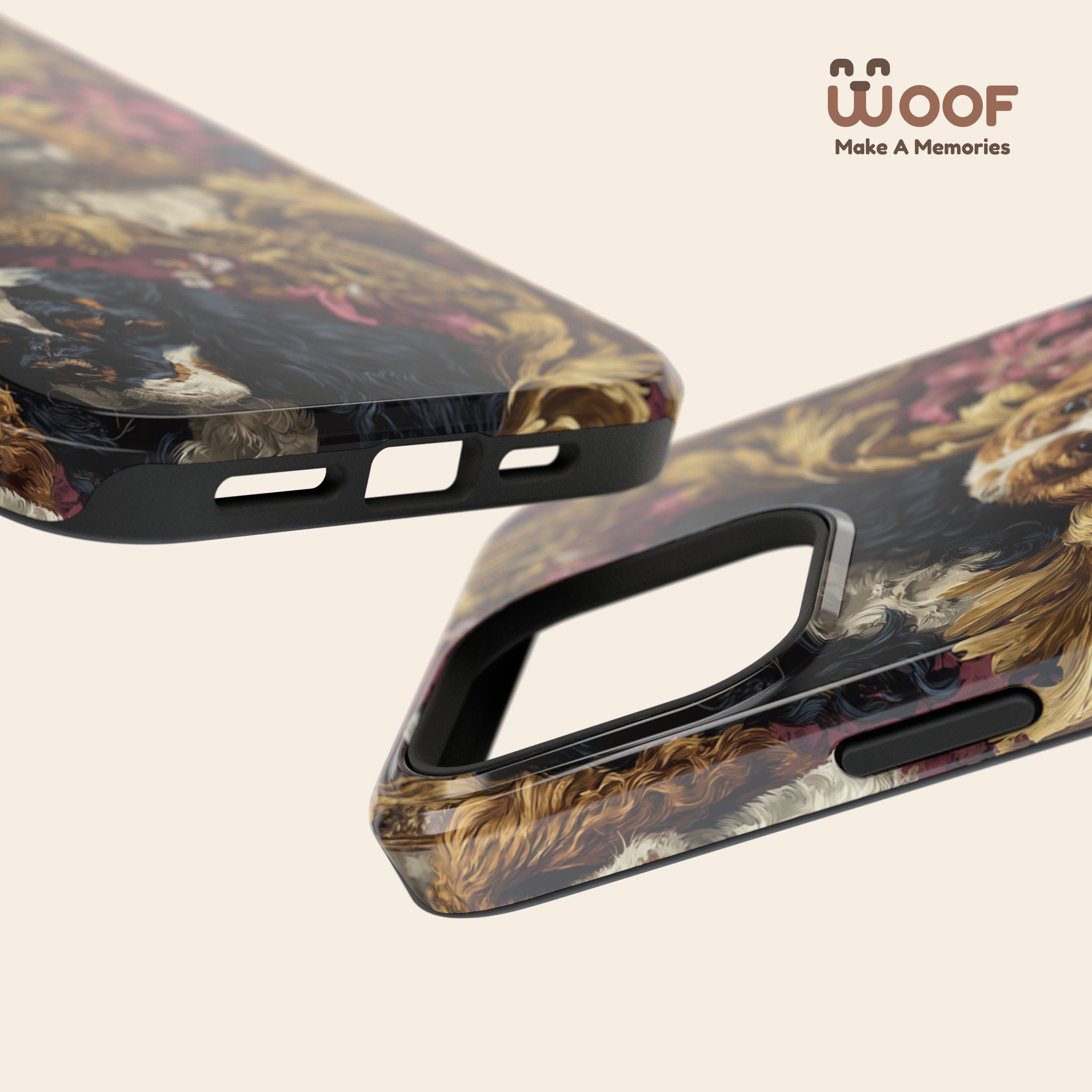 Elegant Pet Portrait Phone Case – Floral Design, Dog Lover Gift, Durable Phone Cover, Unique Art Case, Stylish Accessory