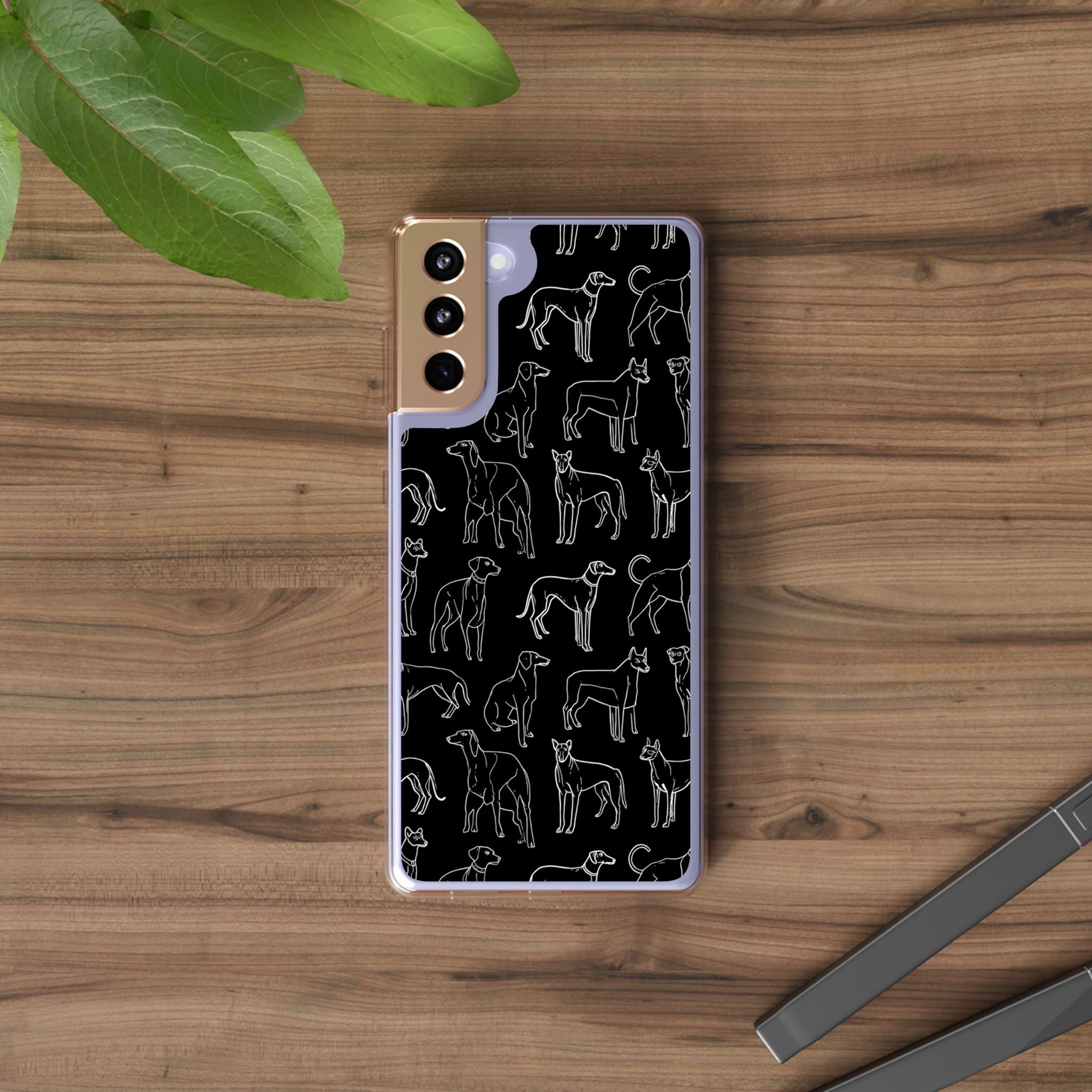 Stylish Dog Print Clear Phone Case, Pet Lover Gift, Customizable Clear Cases, Dog Owner Accessories, Cute Phone Covers