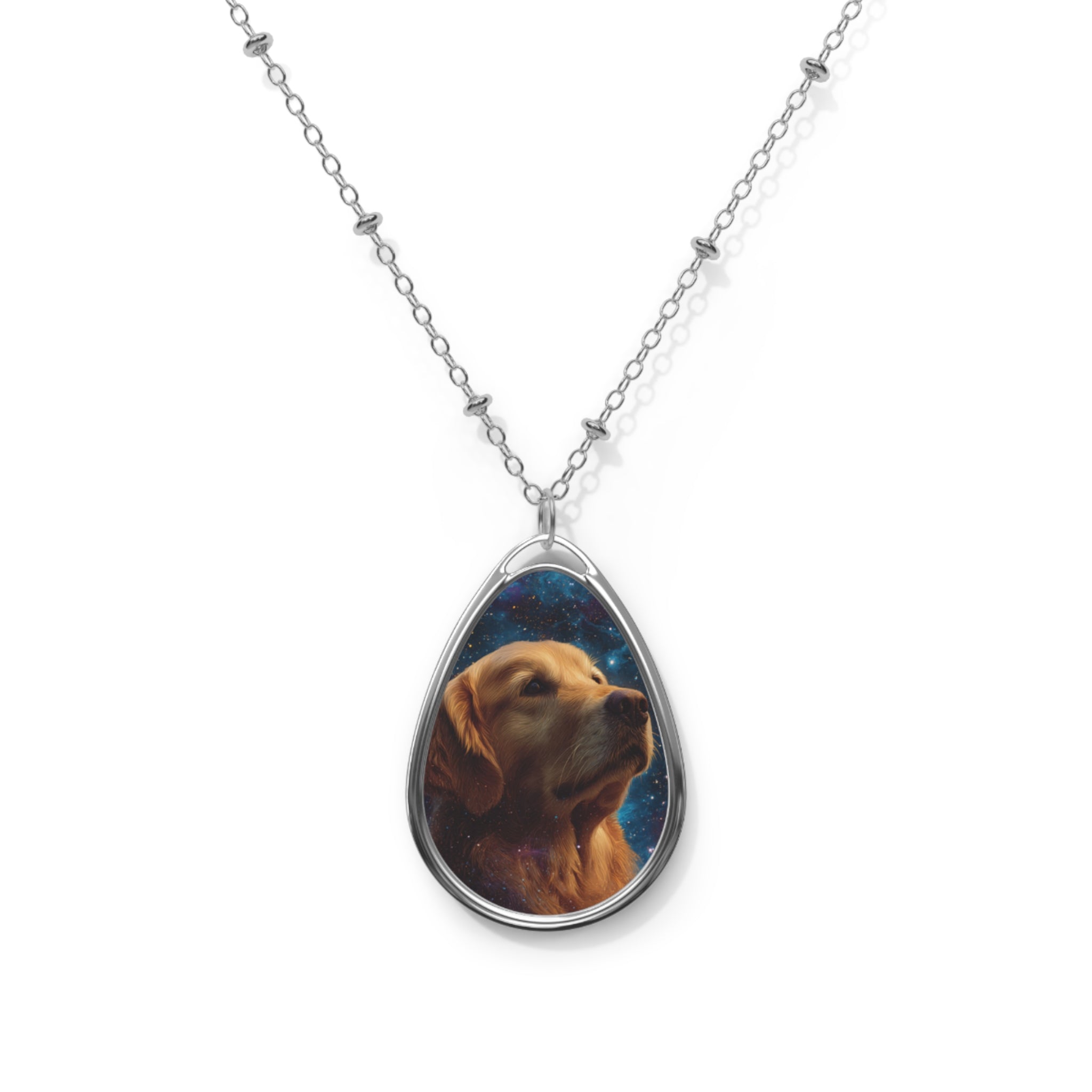 Celestial Dog Oval Necklace, Pet Memorial Jewelry, Dog Lover Gift, Personalized Pet Gift, Astral Dog Keepsake