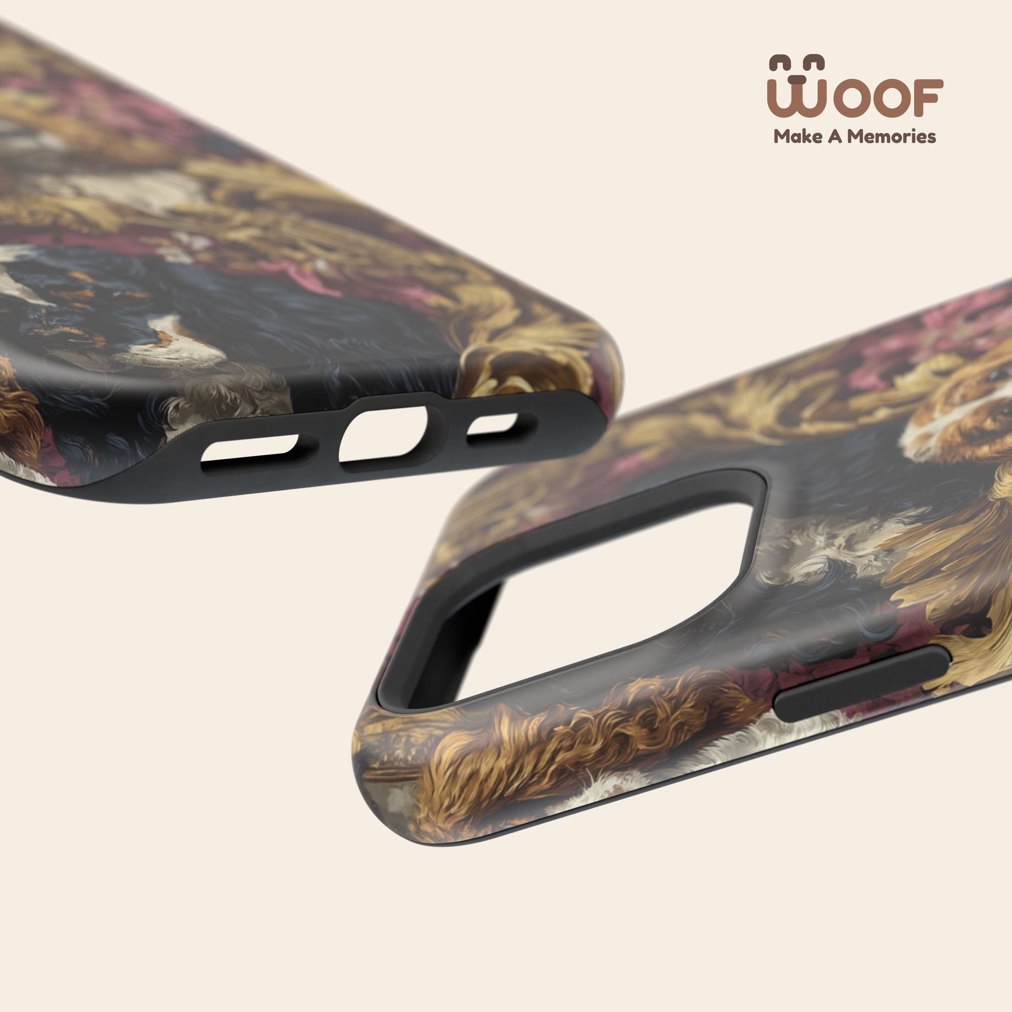 Elegant Pet Portrait Phone Case – Floral Design, Dog Lover Gift, Durable Phone Cover, Unique Art Case, Stylish Accessory