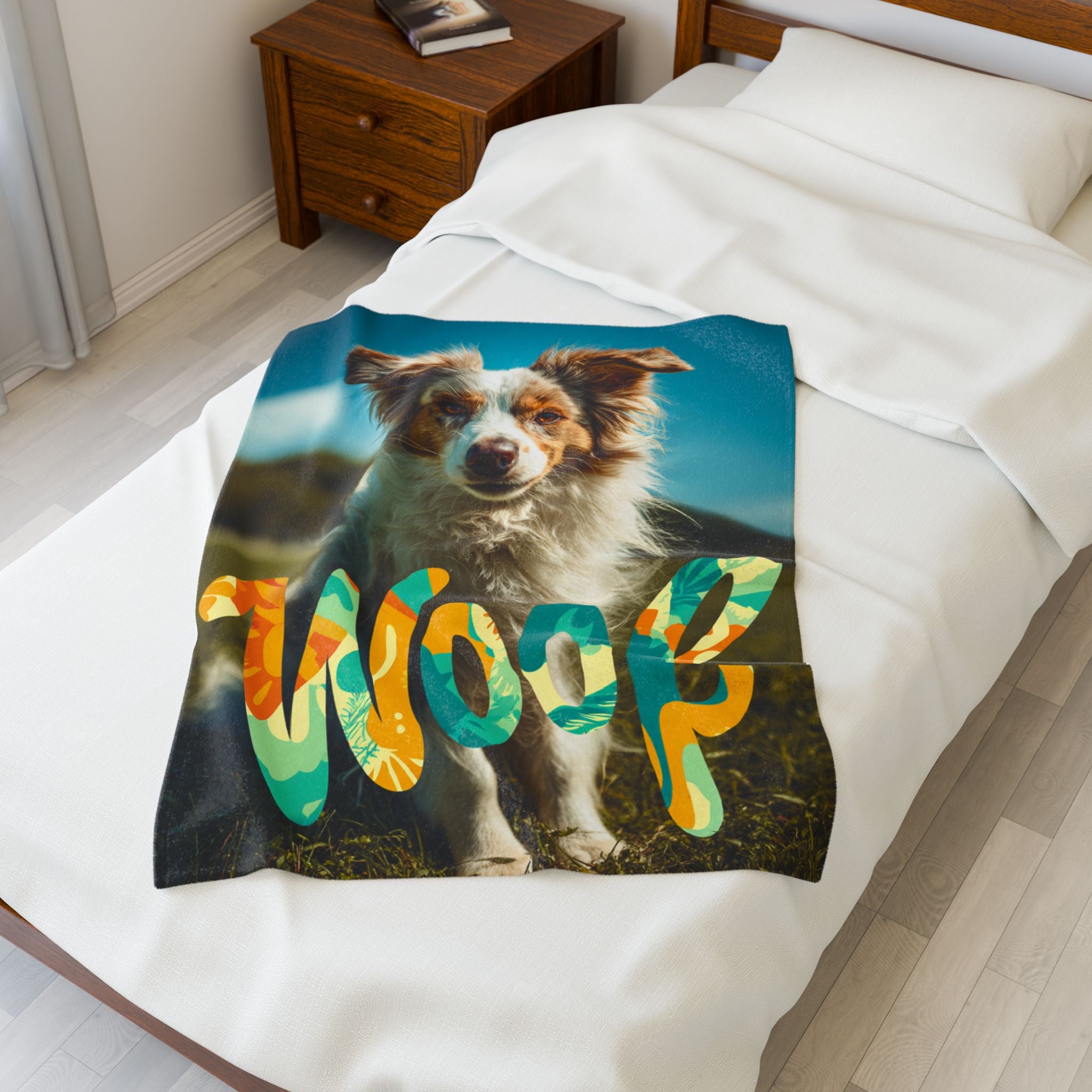Cozy Dog Lover's Blanket with 'Woof' Design