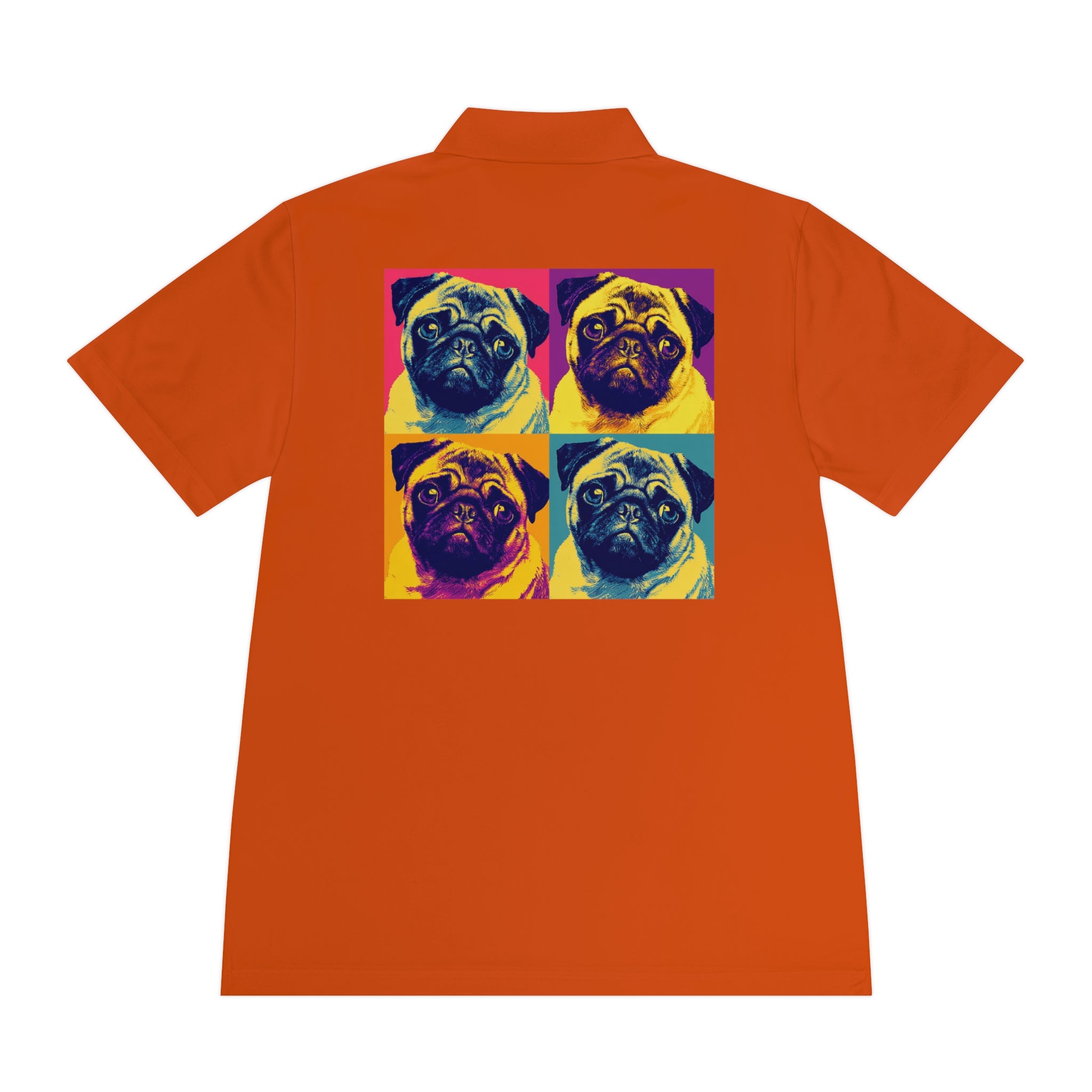 Men's Sport Polo Shirt with Colorful Pug Design, Fun Casual Wear, Dog Lover Gift, Unique Sports Polo, Stylish Outdoor Apparel