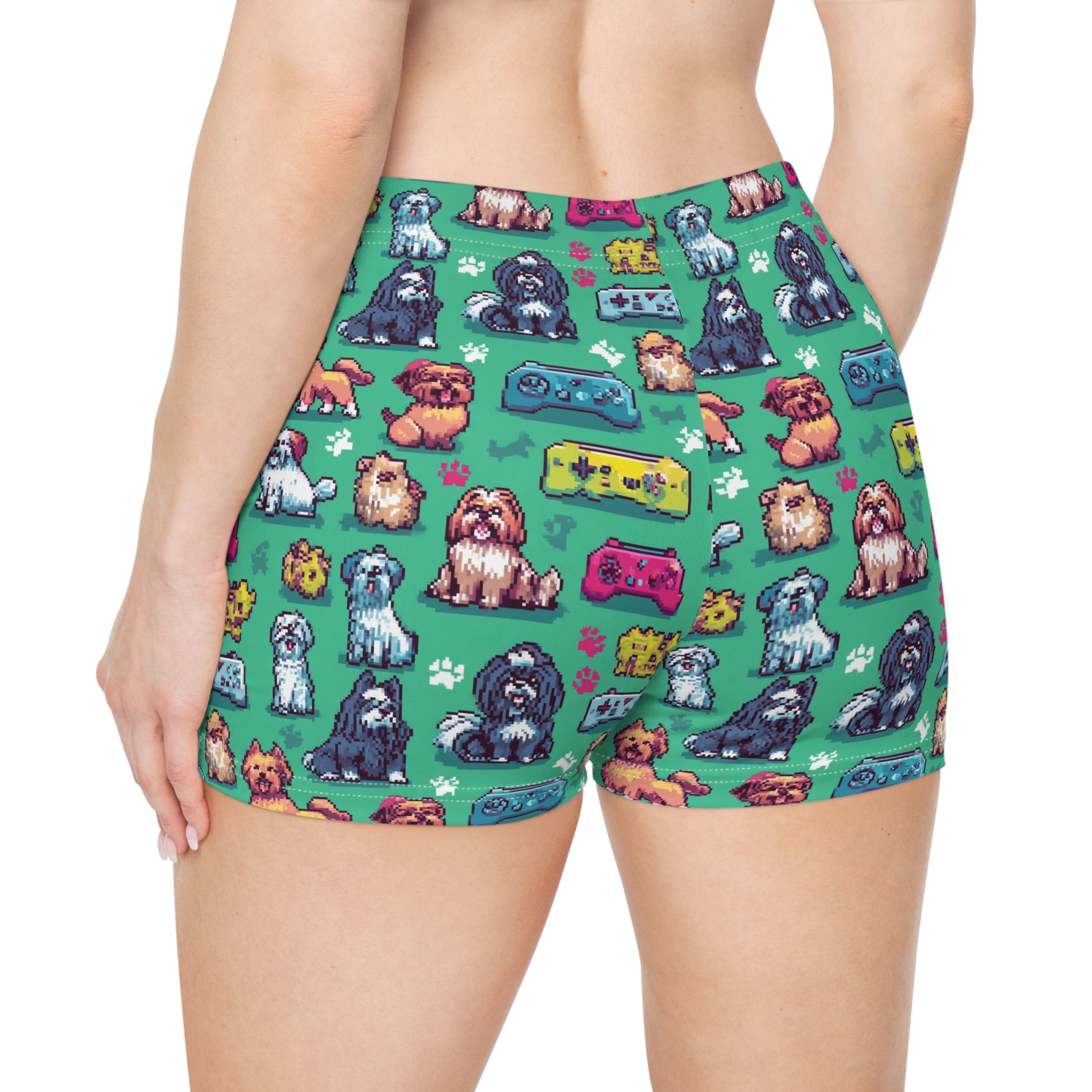 Playful Dog Print Women's Shorts, Dog Lover Gift, Cute AOP Shorts, Casual Loungewear, Summer Essentials, Pet-Themed Apparel