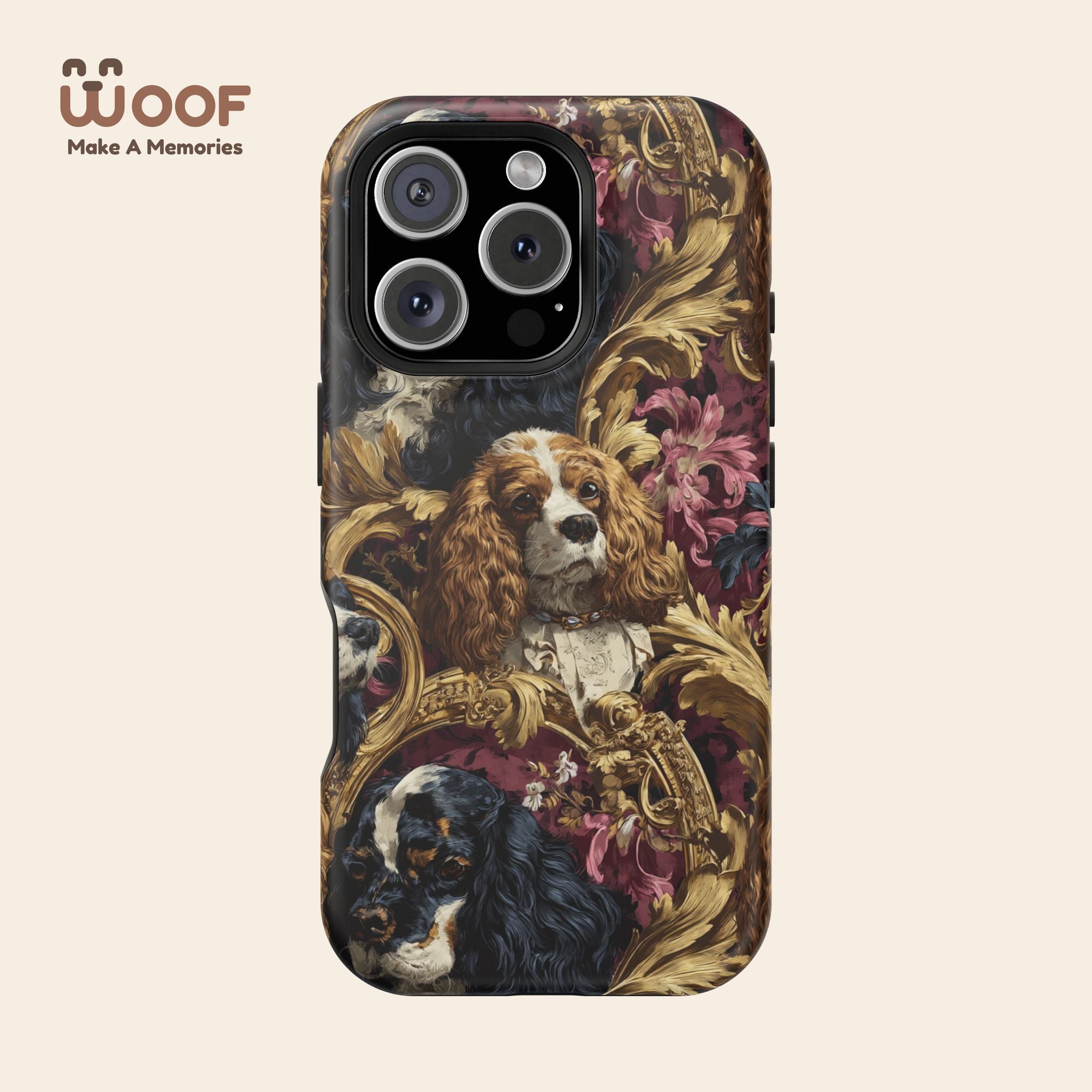 Elegant Pet Portrait Phone Case – Floral Design, Dog Lover Gift, Durable Phone Cover, Unique Art Case, Stylish Accessory