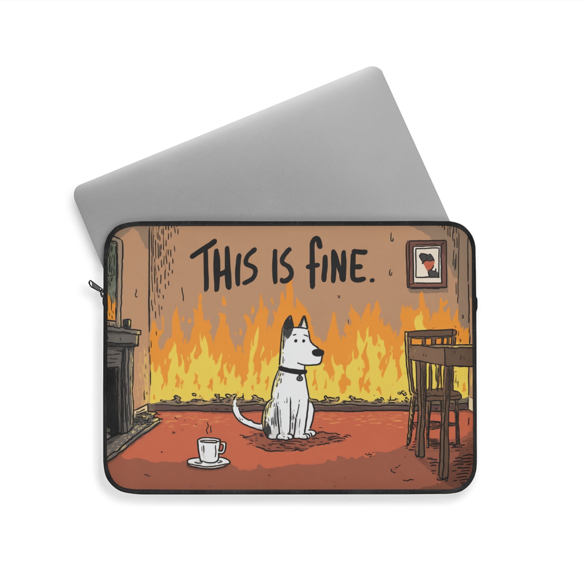 Humorous Laptop Sleeve, Funny Gift for Students, This Is Fine, Office Humor, Tech Accessories for Her