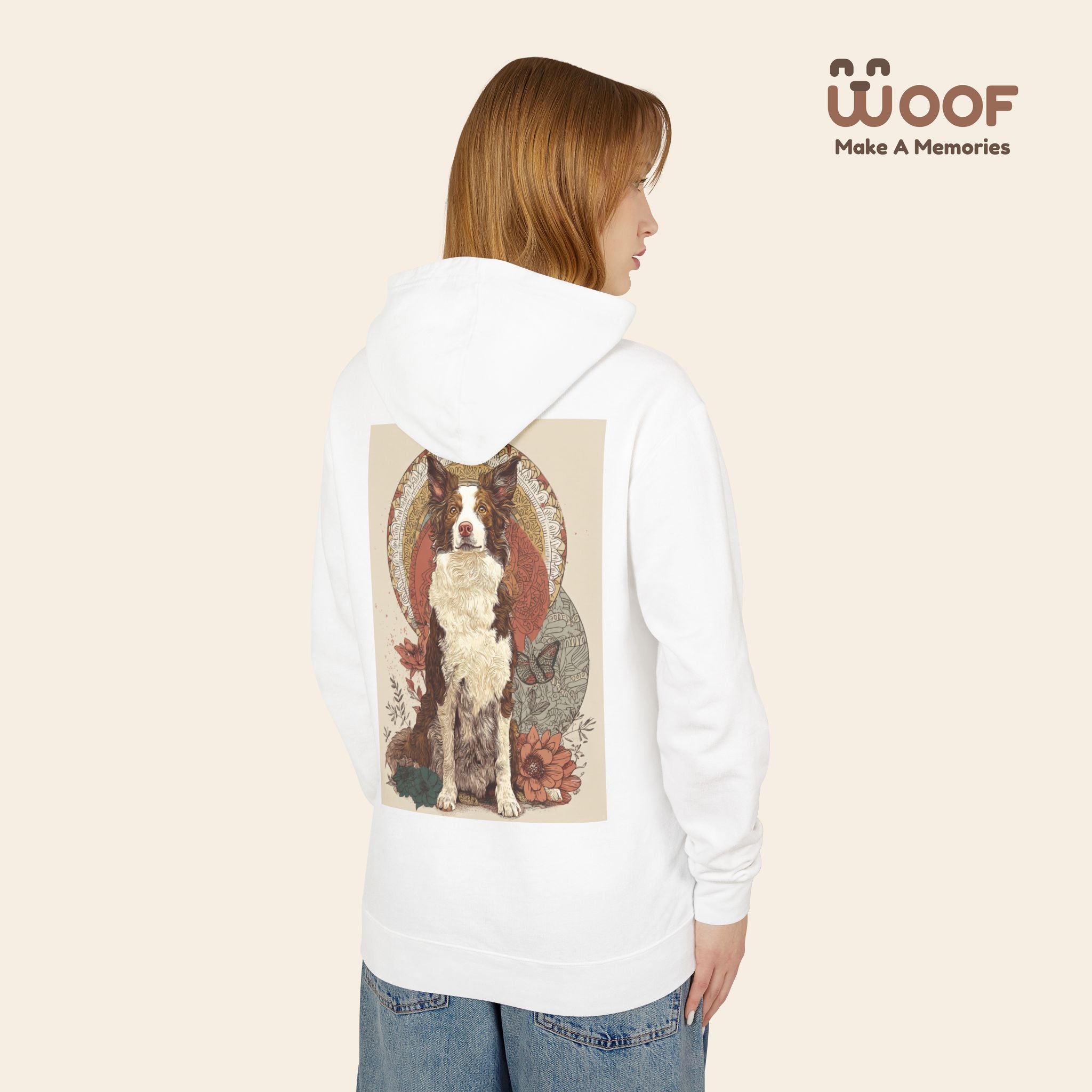 Vintage Dog Art Unisex Lightweight Hooded Sweatshirt - Pet Lover Gift, Nature-Inspired Apparel, Cozy Spring Layer, Dog-Themed Fashion