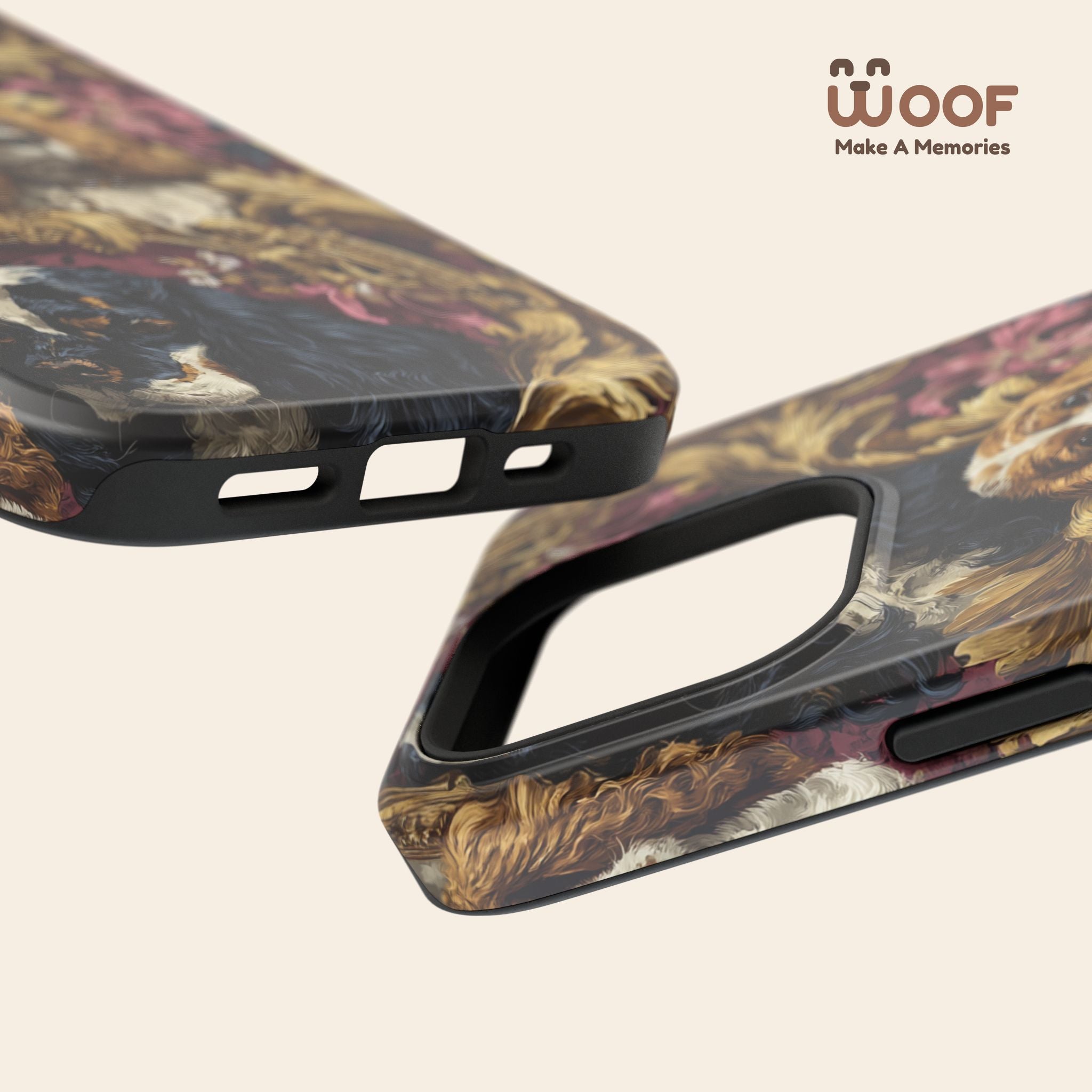 Elegant Pet Portrait Phone Case – Floral Design, Dog Lover Gift, Durable Phone Cover, Unique Art Case, Stylish Accessory