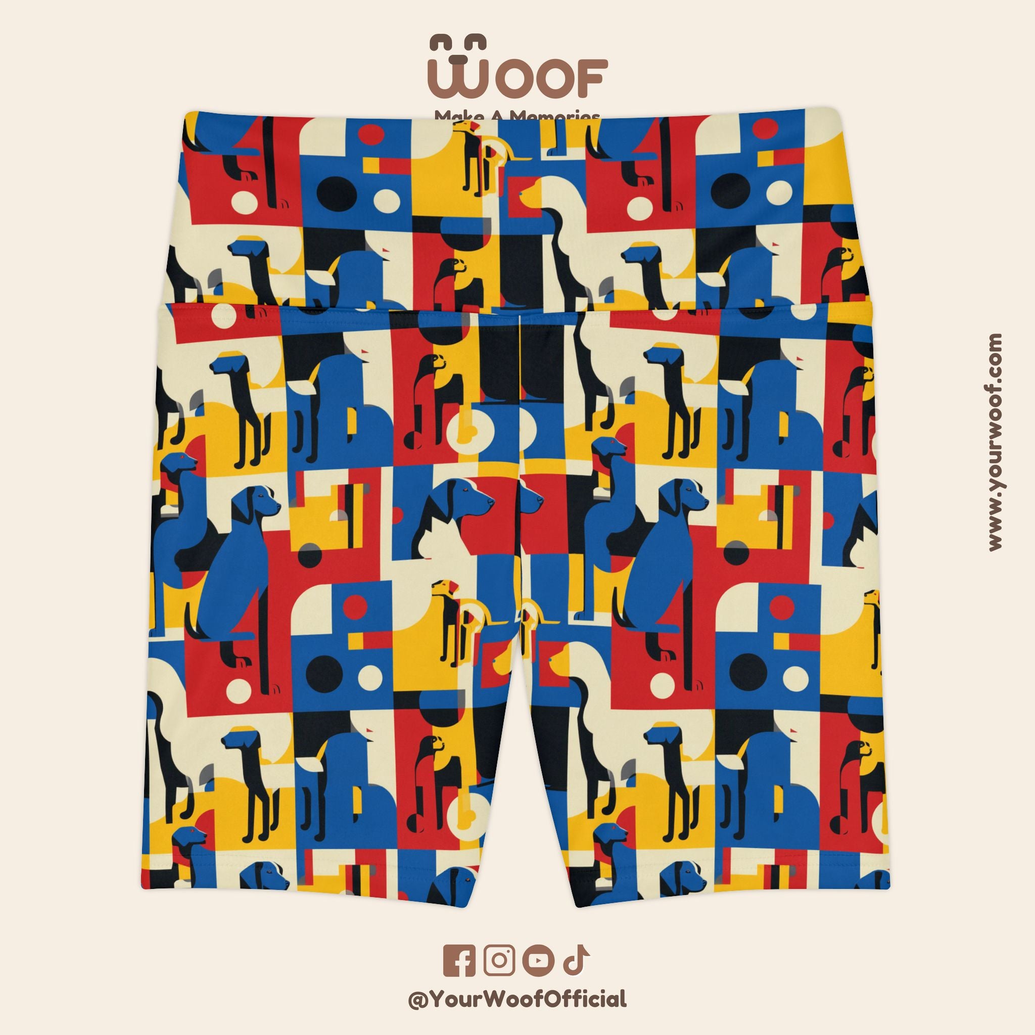 Colorful Dog-Themed Women's Workout Shorts, Activewear, Fitness Apparel, Pet Lover Gift, Cute Gym Shorts, Outdoor Activities