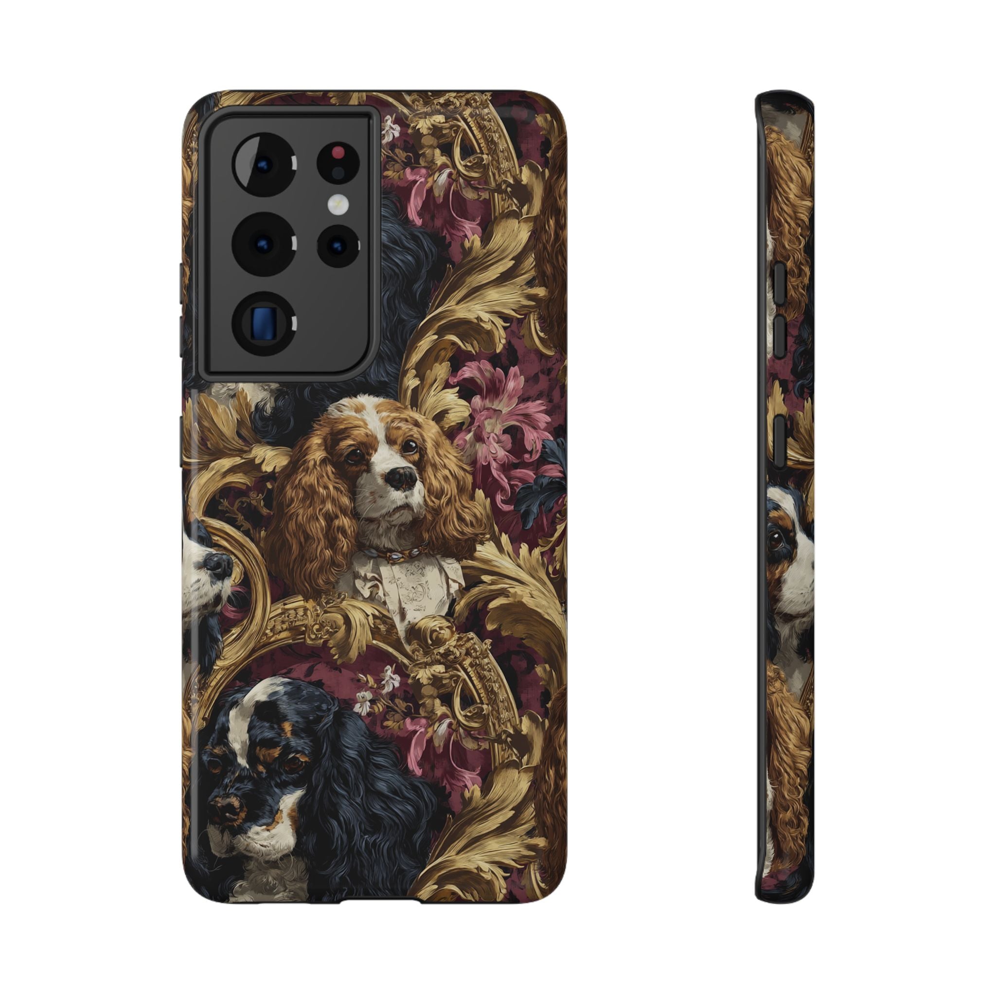 Elegant Pet Portrait Phone Case – Floral Design, Dog Lover Gift, Durable Phone Cover, Unique Art Case, Stylish Accessory