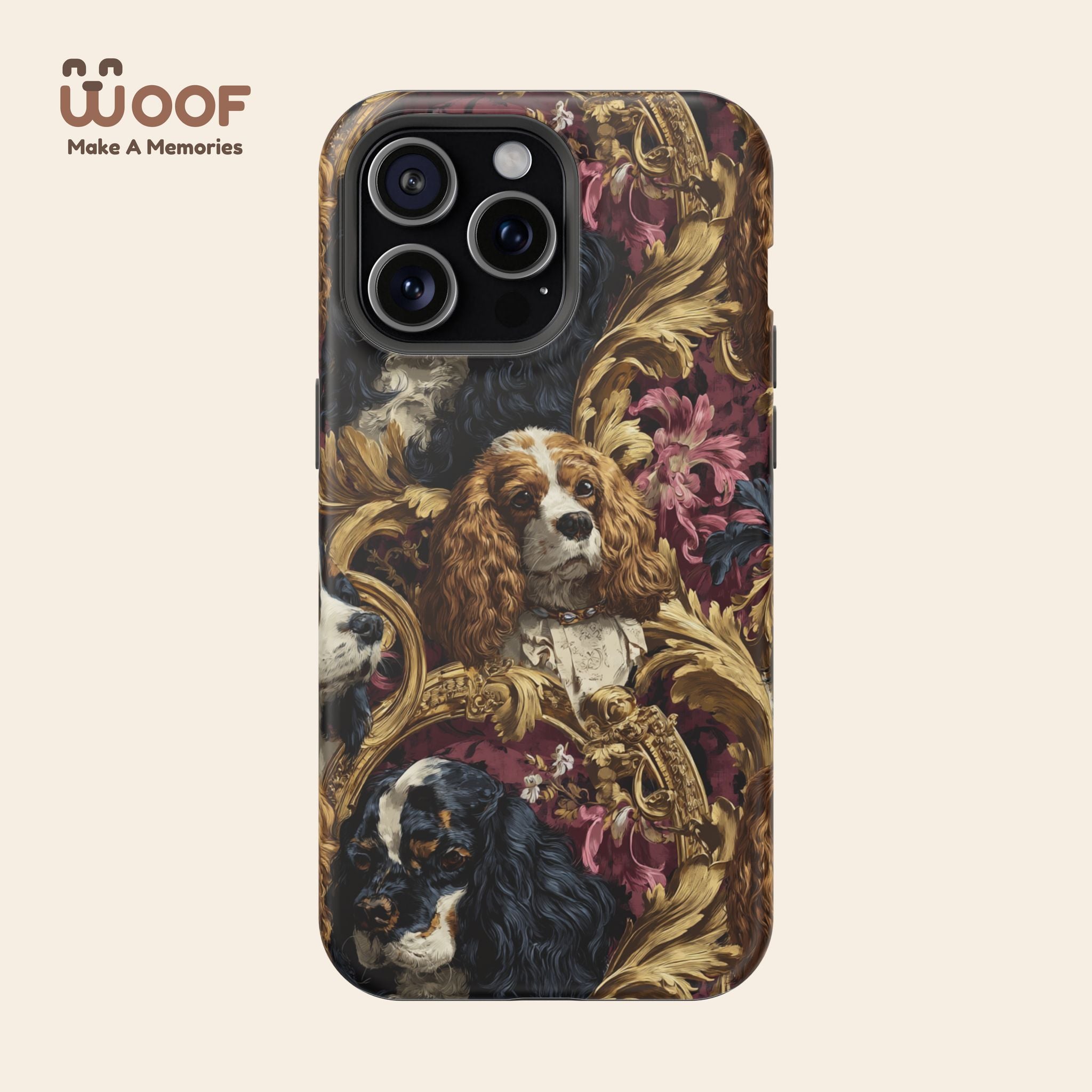 Elegant Pet Portrait Phone Case – Floral Design, Dog Lover Gift, Durable Phone Cover, Unique Art Case, Stylish Accessory
