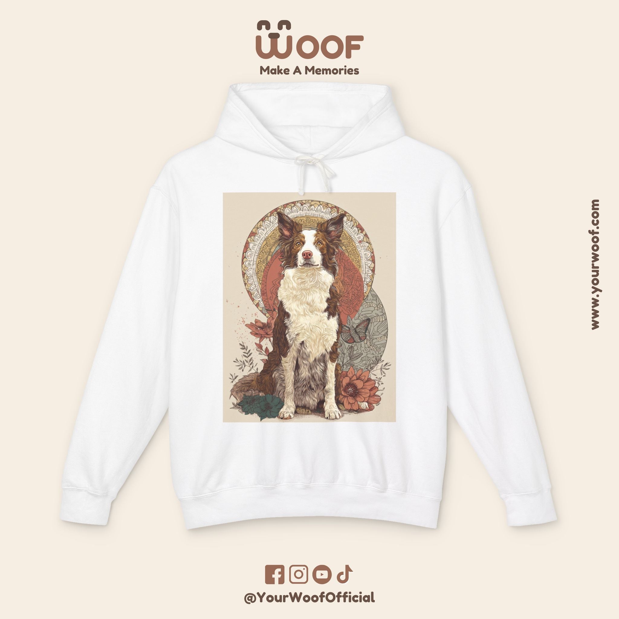 Vintage Dog Art Unisex Lightweight Hooded Sweatshirt - Pet Lover Gift, Nature-Inspired Apparel, Cozy Spring Layer, Dog-Themed Fashion