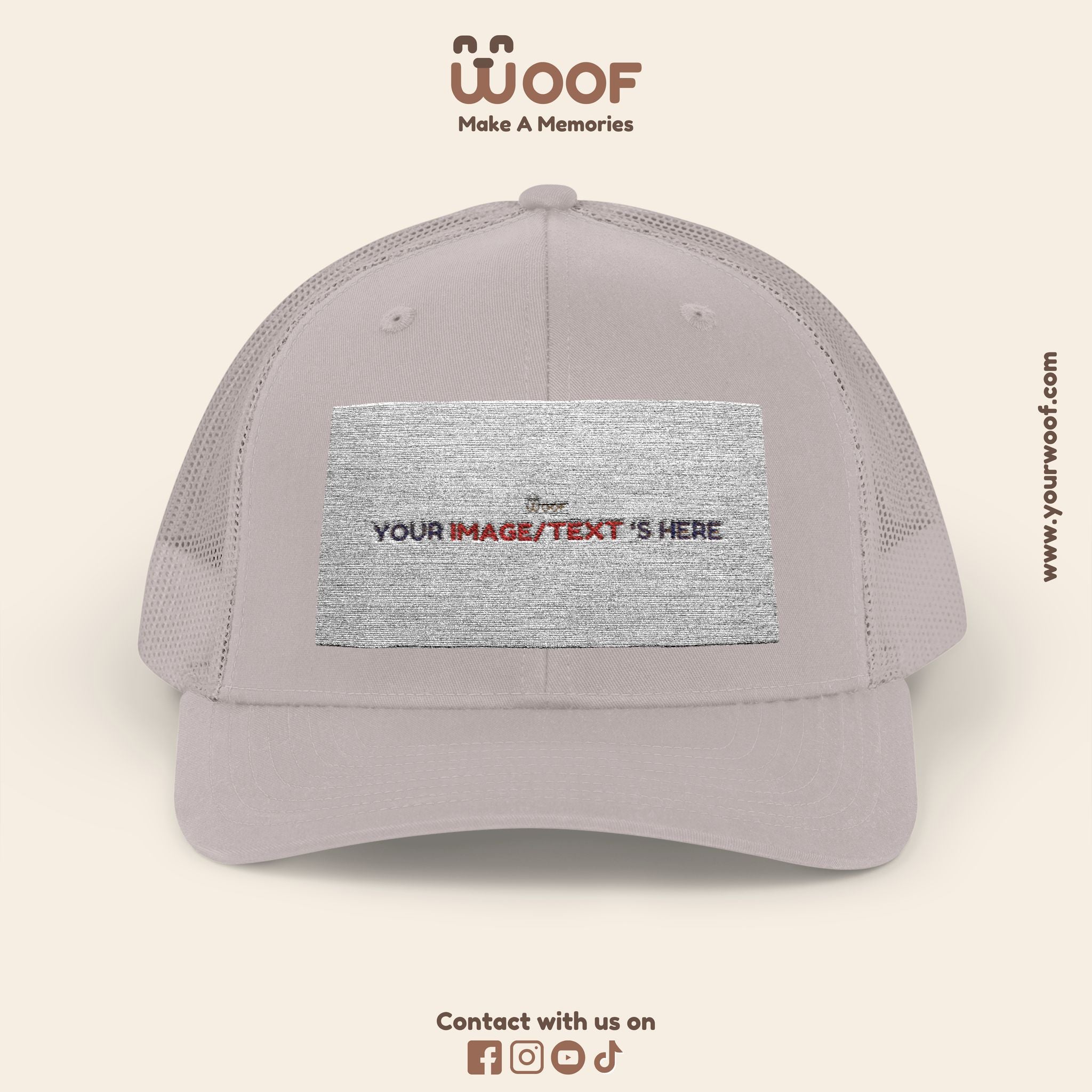 Woof Snapback Trucker Cap - Pet Lovers Gift, Dog Mom Hat, Casual Outdoor Accessory, Fun Pet Apparel, Unique Dog Dad Gift