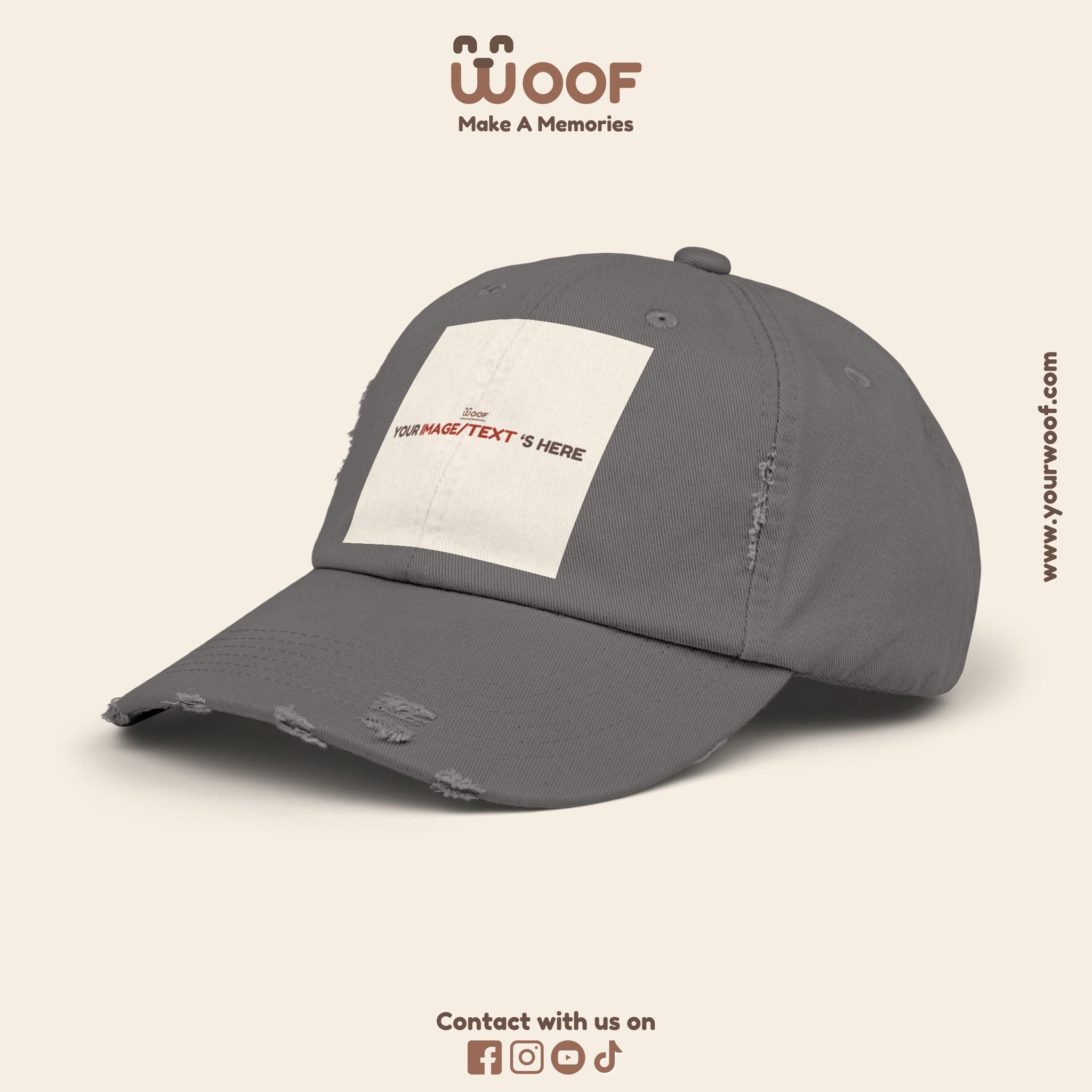 Playful Distressed Cap - Perfect Gift for Dog Lovers, Casual Wear, Outdoor Adventures, Pet Themed Accessories, Birthday Gift