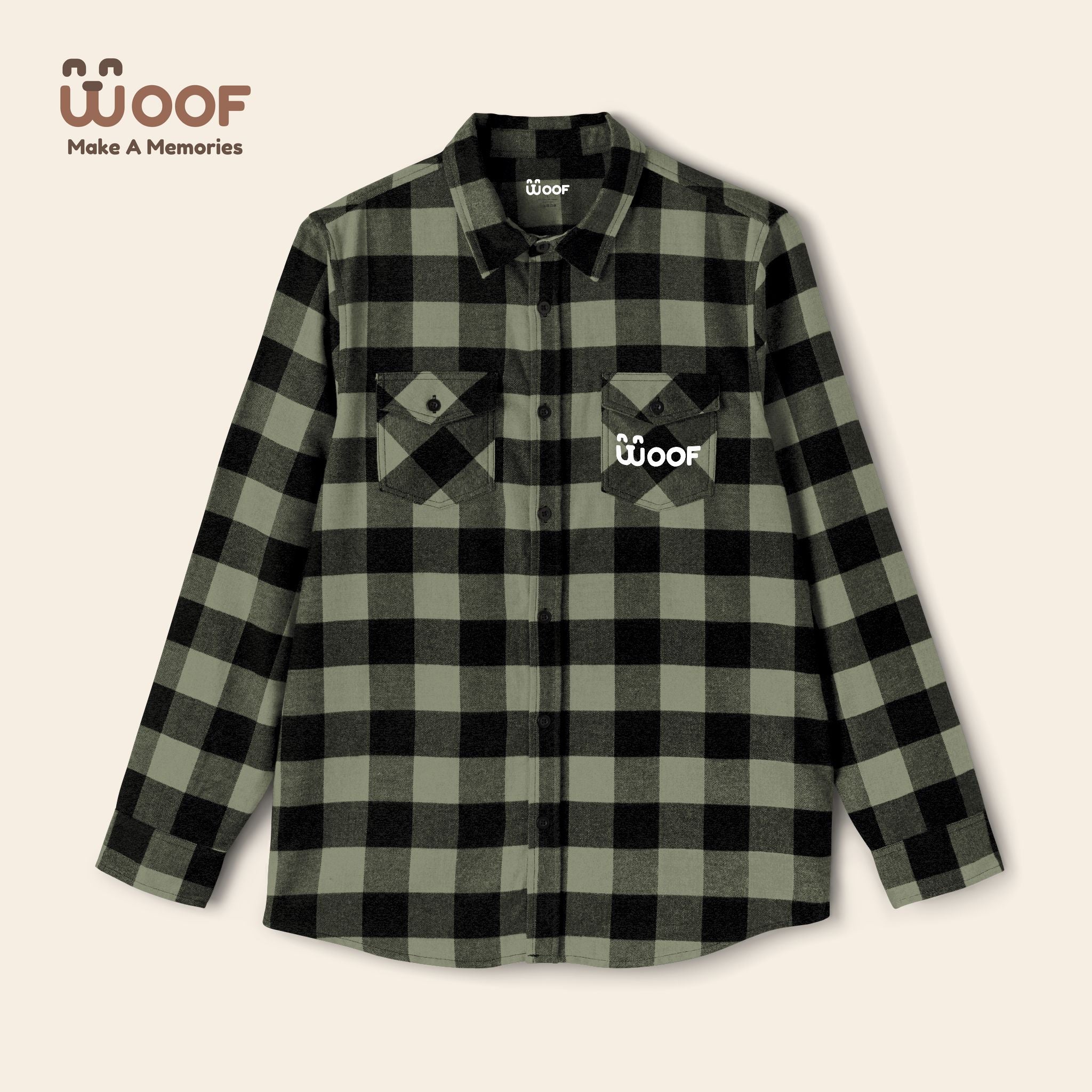 Woof Unisex Flannel Shirt, Dog Lover Apparel, Cozy Flannel, Pet Gift, Casual Wear, Outdoor Adventure, Fall Fashion