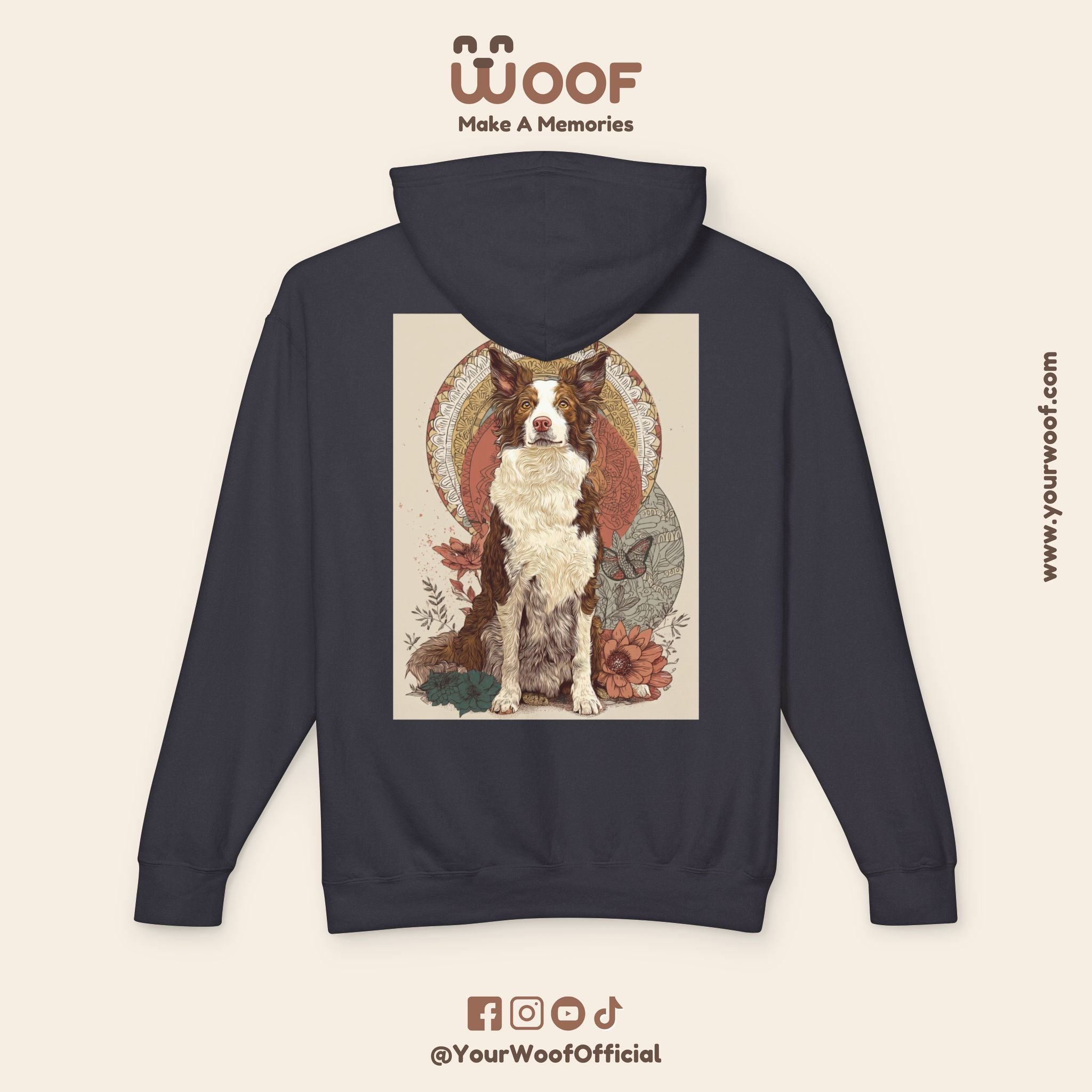 Vintage Dog Art Unisex Lightweight Hooded Sweatshirt - Pet Lover Gift, Nature-Inspired Apparel, Cozy Spring Layer, Dog-Themed Fashion
