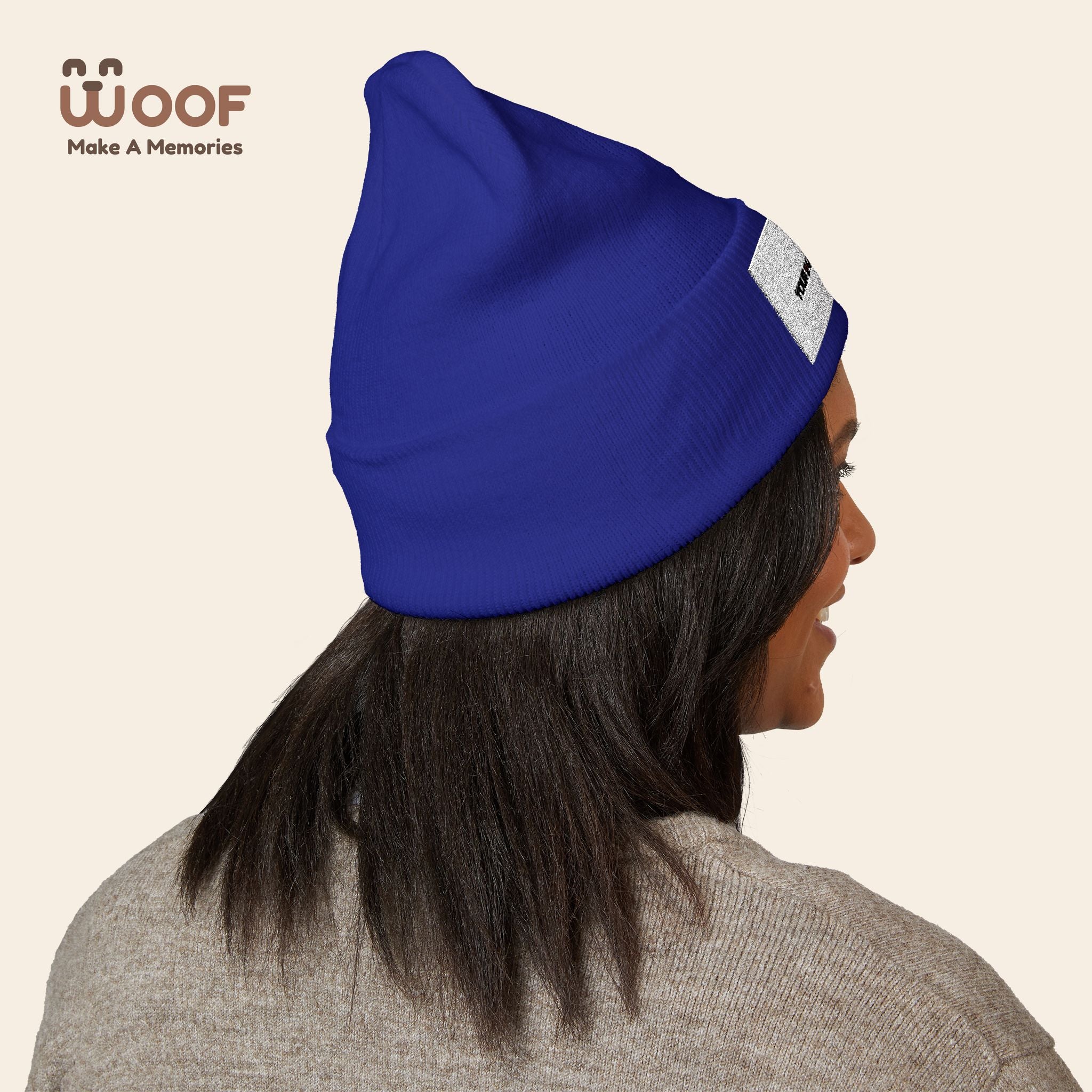 Classic Cuffed Beanie with 'Woof' Embroidery - Perfect for Dog Lovers, Winter Wear, Gift for Pet Owners, Cozy Accessory, Everyday Style