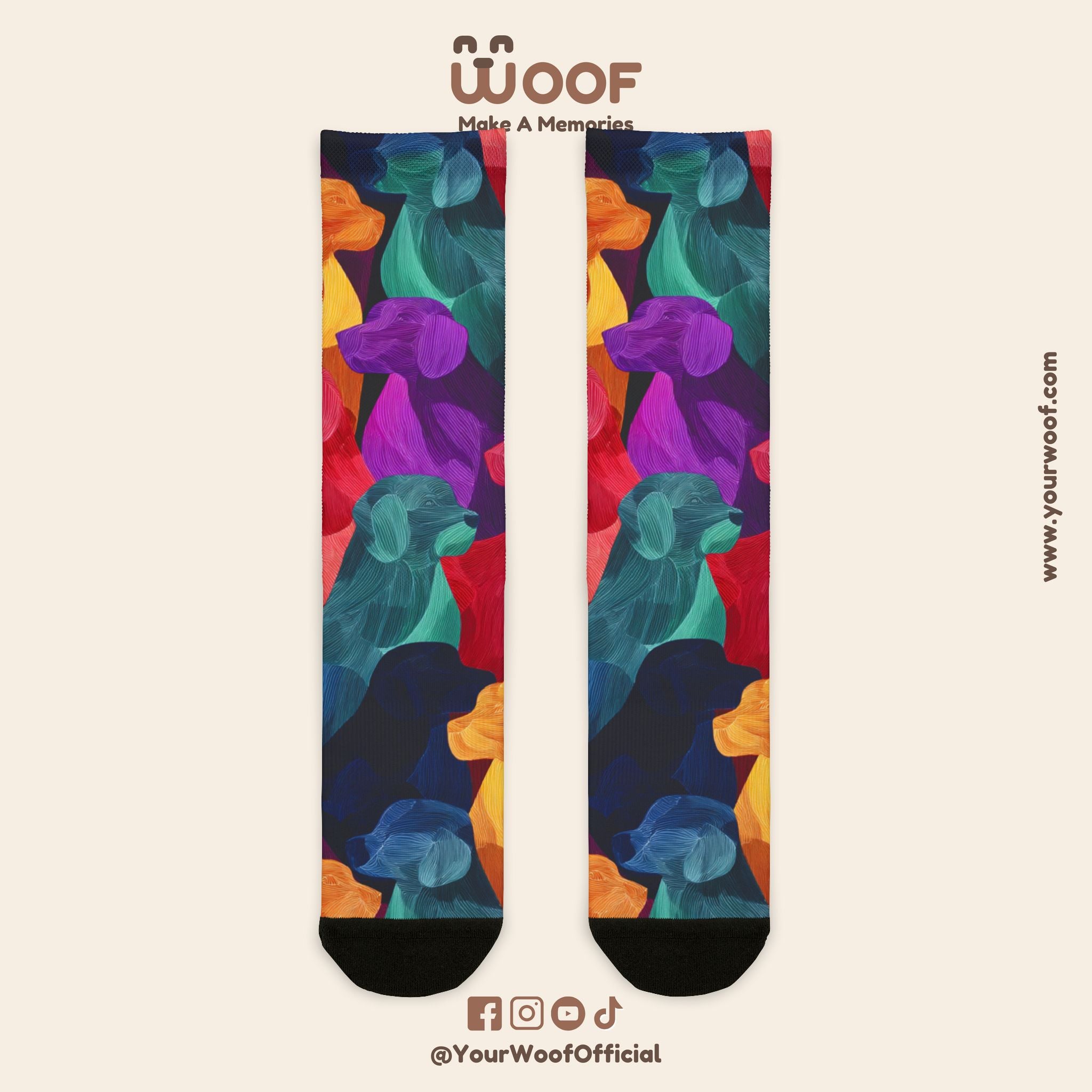 Colorful Pet Lover Crew Socks - Vibrant Dog Design