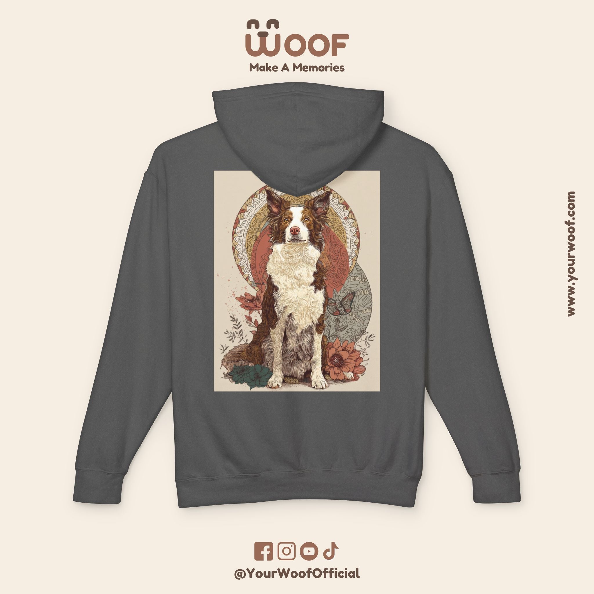 Vintage Dog Art Unisex Lightweight Hooded Sweatshirt - Pet Lover Gift, Nature-Inspired Apparel, Cozy Spring Layer, Dog-Themed Fashion