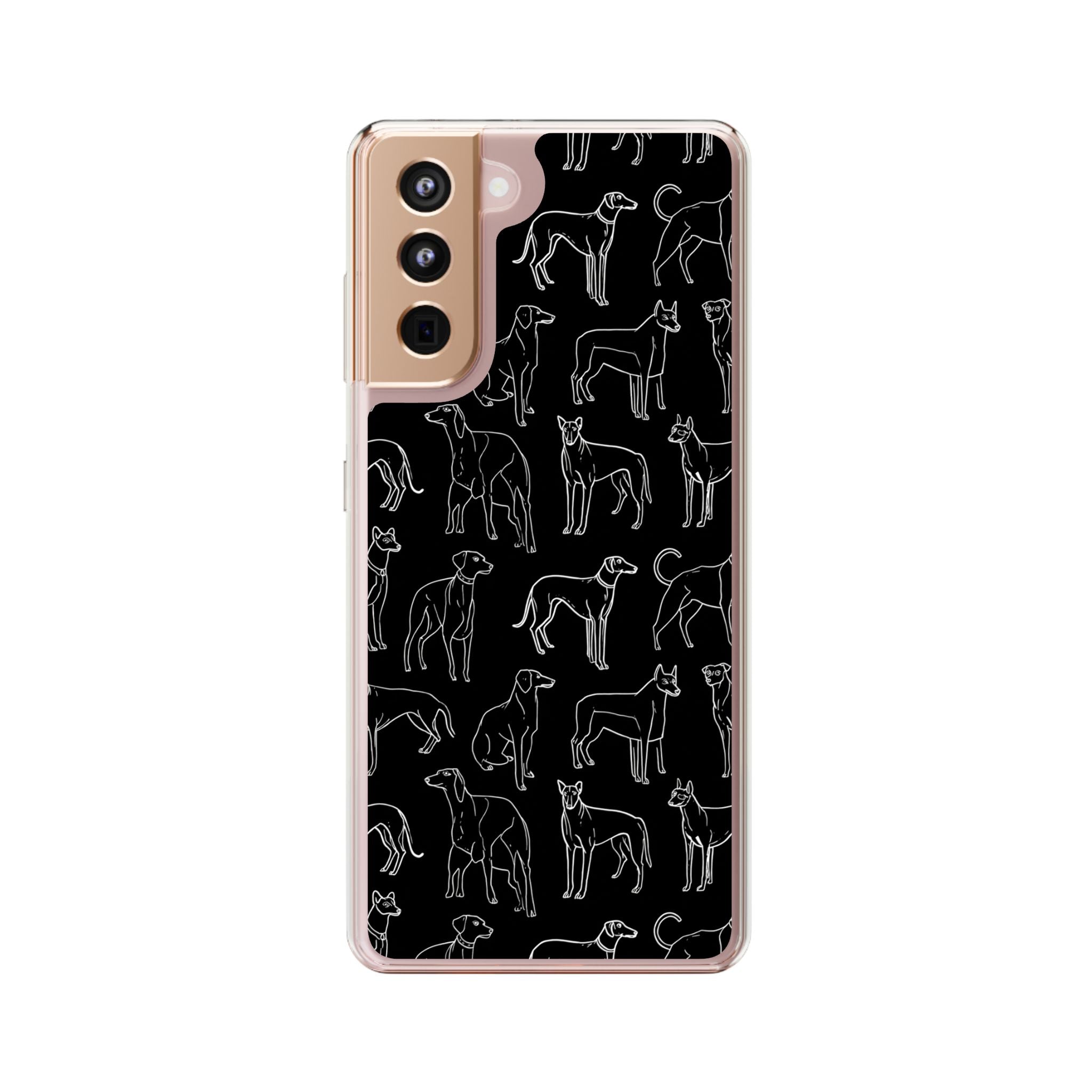 Stylish Dog Print Clear Phone Case, Pet Lover Gift, Customizable Clear Cases, Dog Owner Accessories, Cute Phone Covers