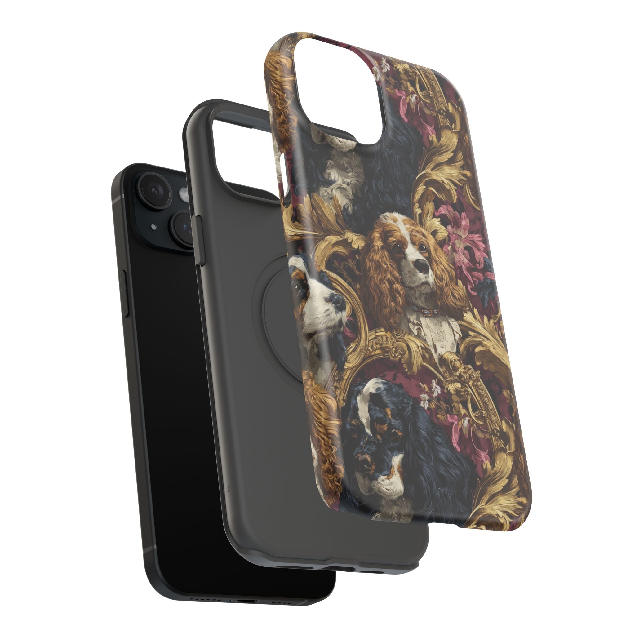 Elegant Pet Portrait Phone Case – Floral Design, Dog Lover Gift, Durable Phone Cover, Unique Art Case, Stylish Accessory