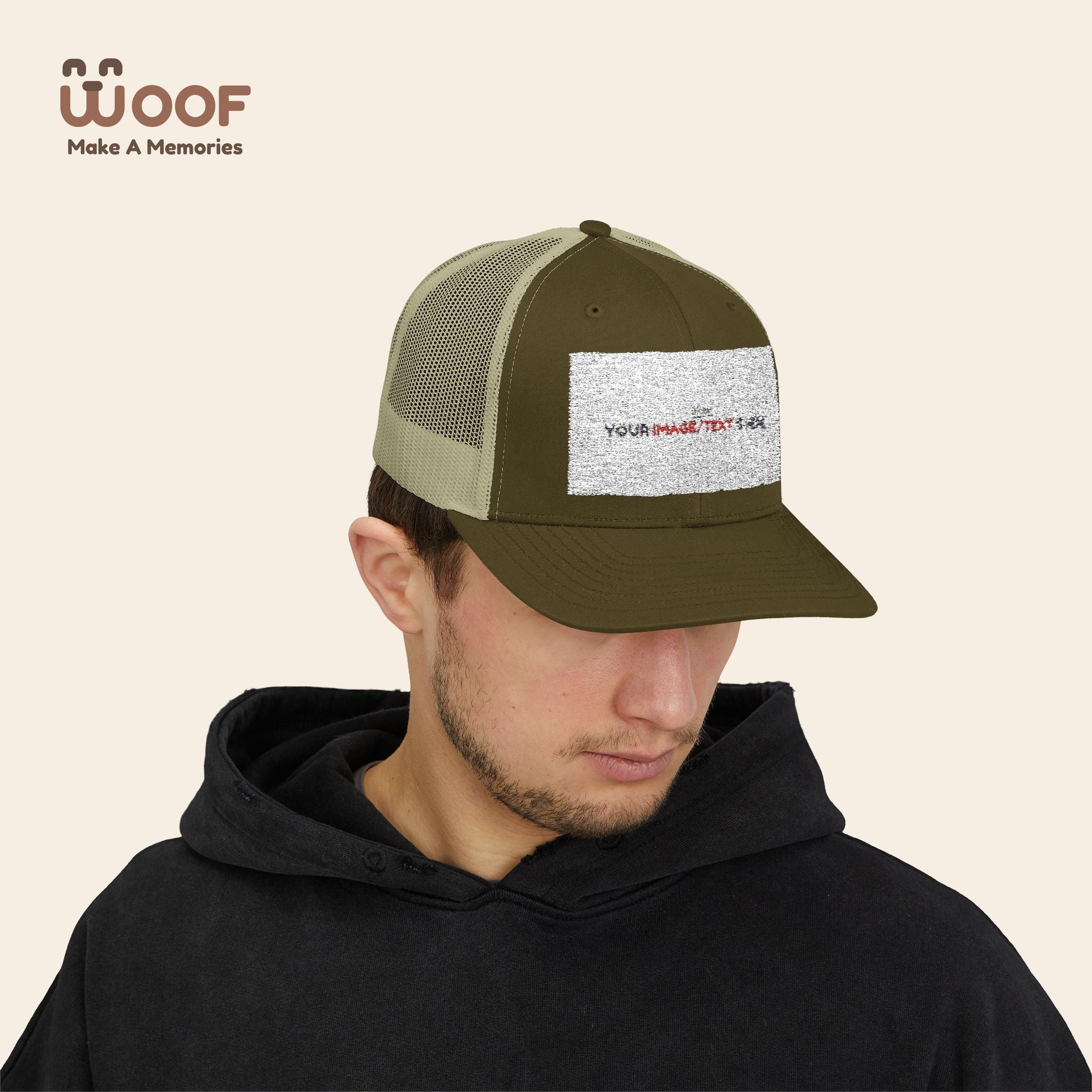 Woof Snapback Trucker Cap - Pet Lovers Gift, Dog Mom Hat, Casual Outdoor Accessory, Fun Pet Apparel, Unique Dog Dad Gift