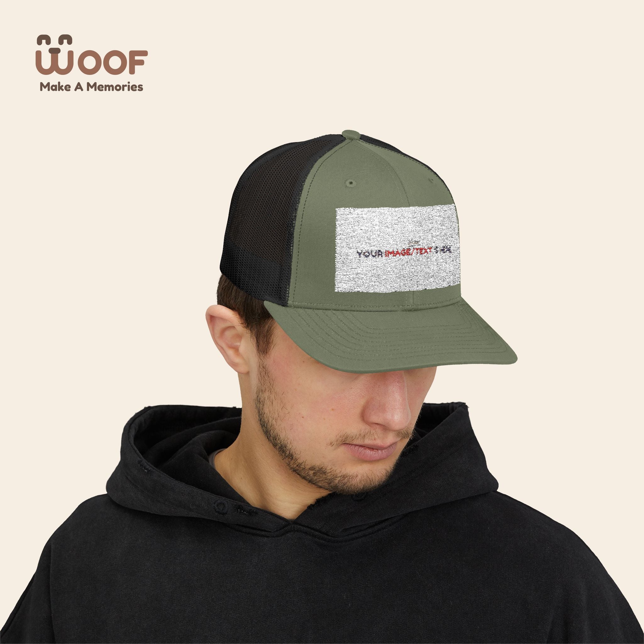 Woof Snapback Trucker Cap - Pet Lovers Gift, Dog Mom Hat, Casual Outdoor Accessory, Fun Pet Apparel, Unique Dog Dad Gift