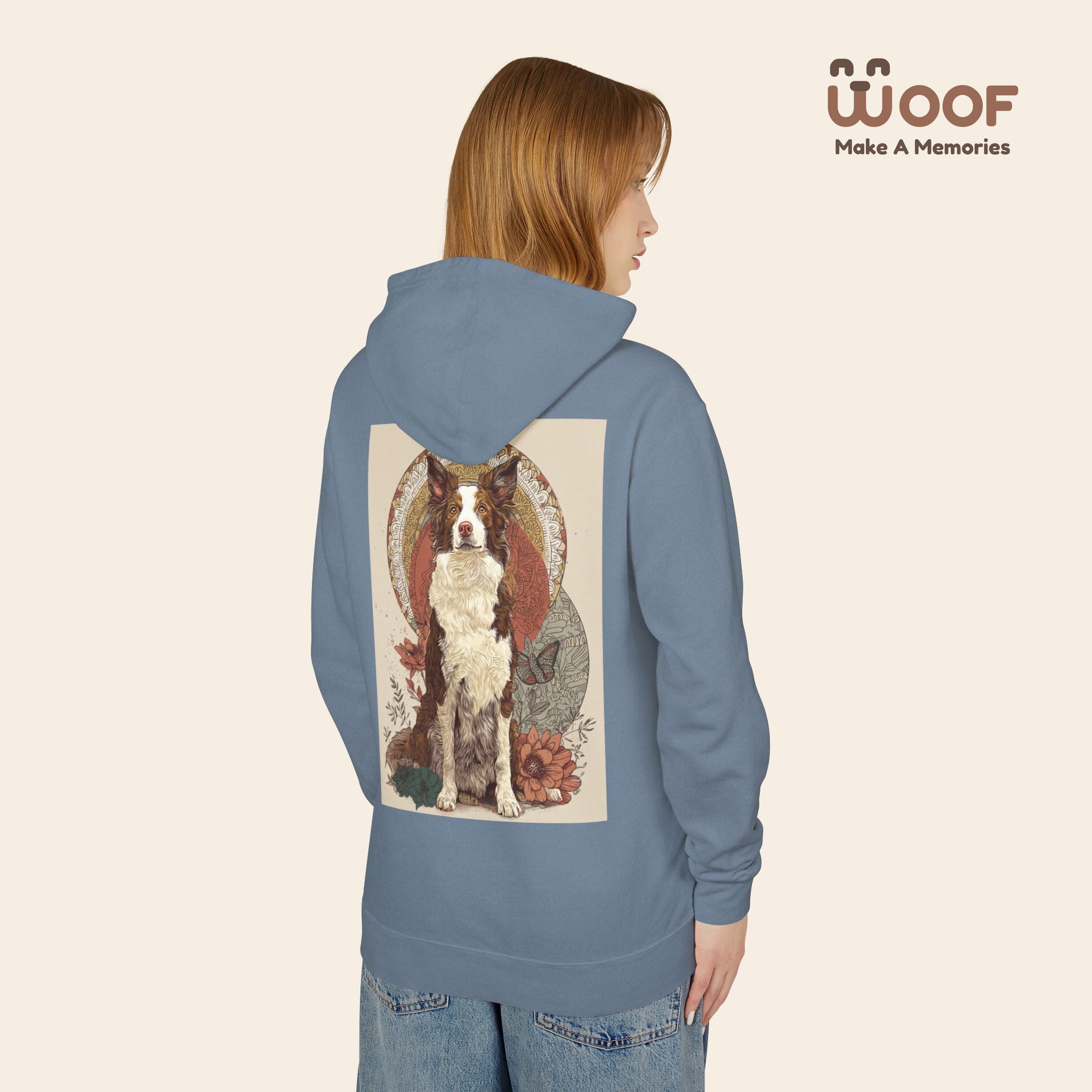 Vintage Dog Art Unisex Lightweight Hooded Sweatshirt - Pet Lover Gift, Nature-Inspired Apparel, Cozy Spring Layer, Dog-Themed Fashion