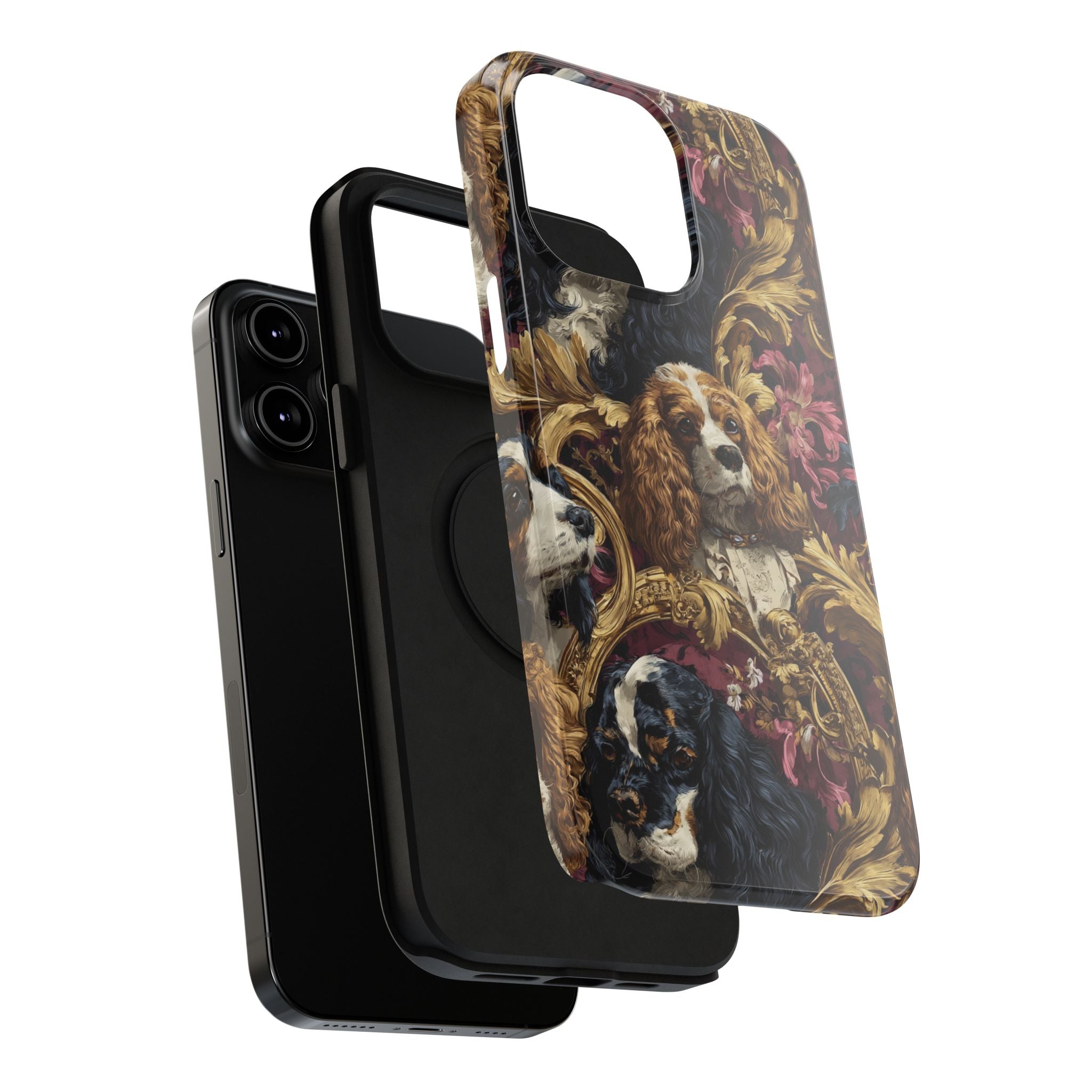 Elegant Pet Portrait Phone Case – Floral Design, Dog Lover Gift, Durable Phone Cover, Unique Art Case, Stylish Accessory