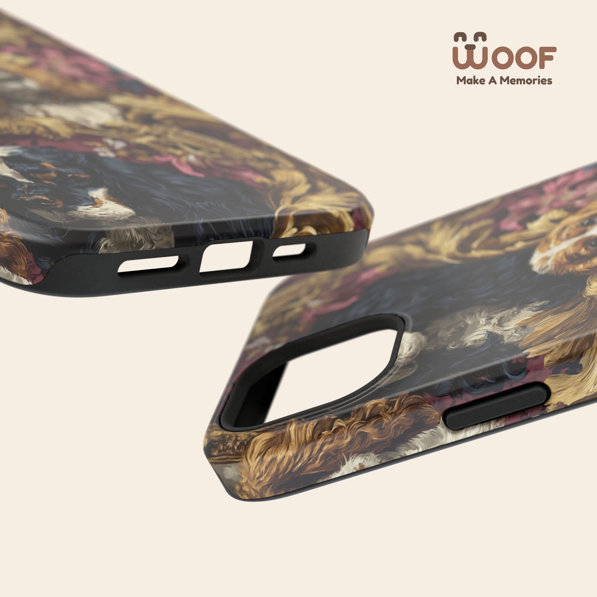 Elegant Pet Portrait Phone Case – Floral Design, Dog Lover Gift, Durable Phone Cover, Unique Art Case, Stylish Accessory