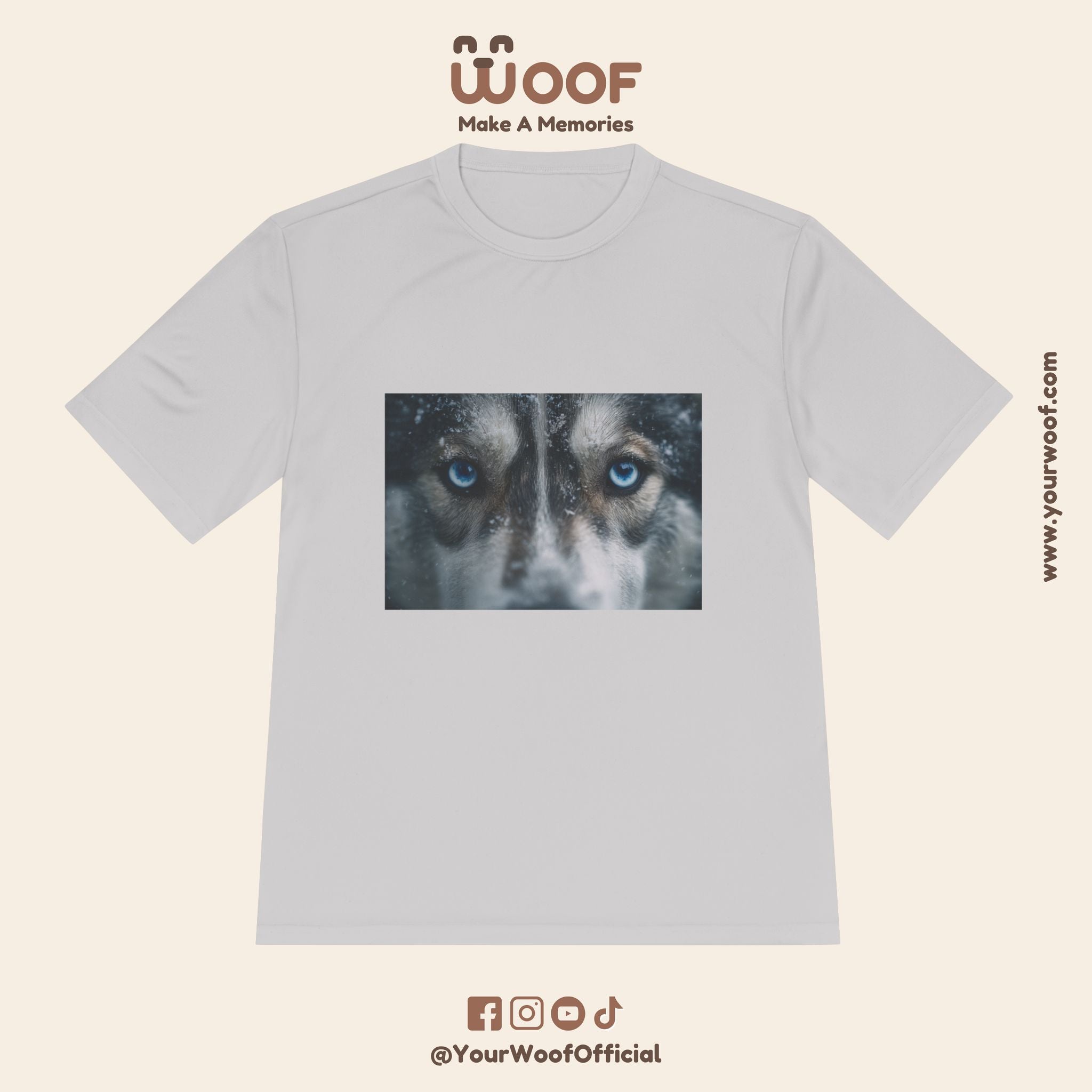 Woof Unisex Moisture Wicking Tee - Dog Lover's Apparel, Perfect for Outdoor Adventures, Pet Days, Gifts for Dog Owners, Cool Summer Wear