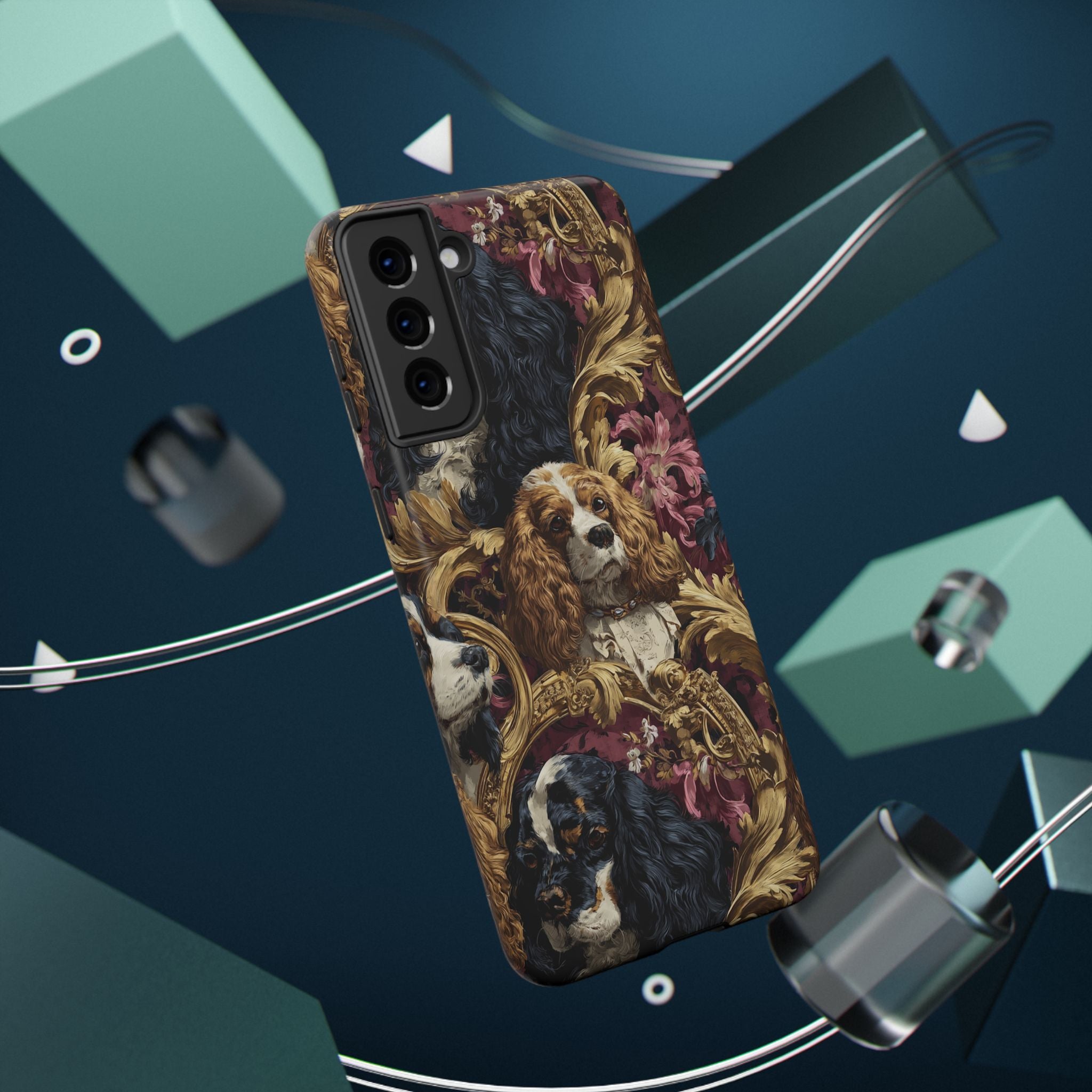 Elegant Pet Portrait Phone Case – Floral Design, Dog Lover Gift, Durable Phone Cover, Unique Art Case, Stylish Accessory