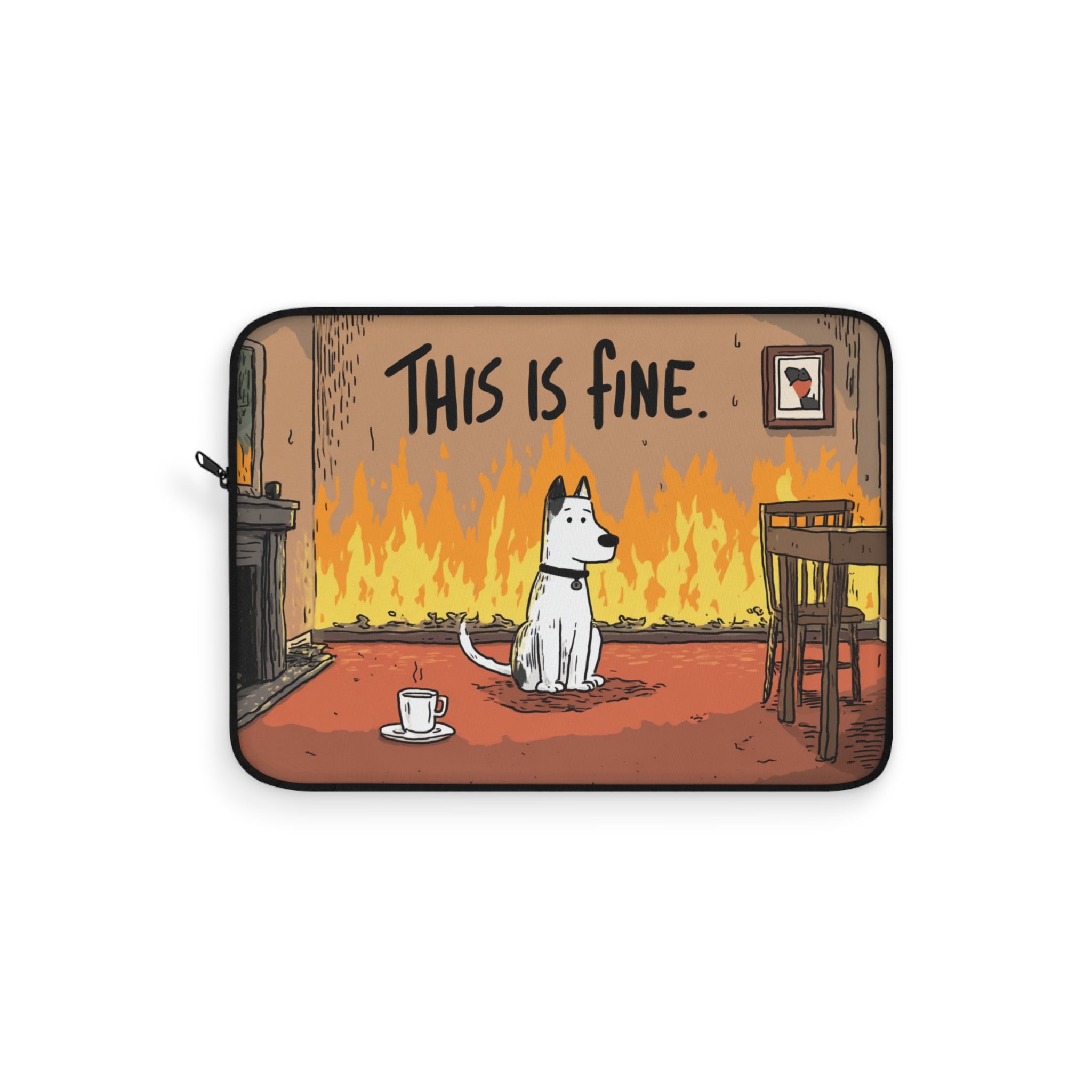 Humorous Laptop Sleeve, Funny Gift for Students, This Is Fine, Office Humor, Tech Accessories for Her