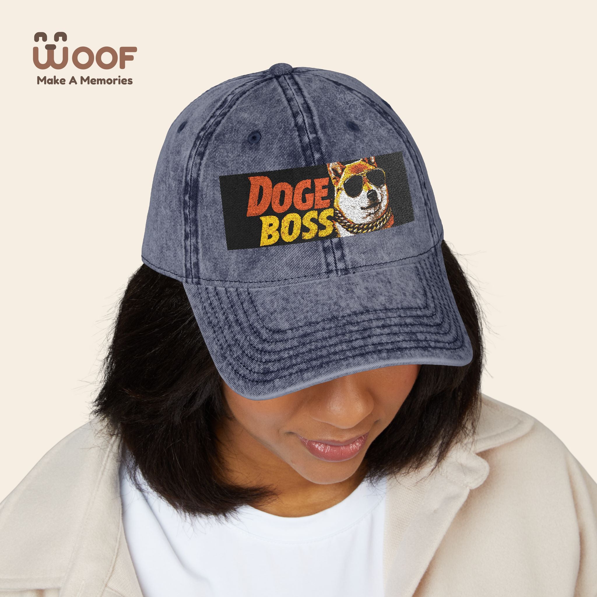 Vintage Doge Boss Cap, Retro Embroidered Hat, Unique Gift for Meme Lovers, Trendy Dad Hat, Cool Casual Accessory