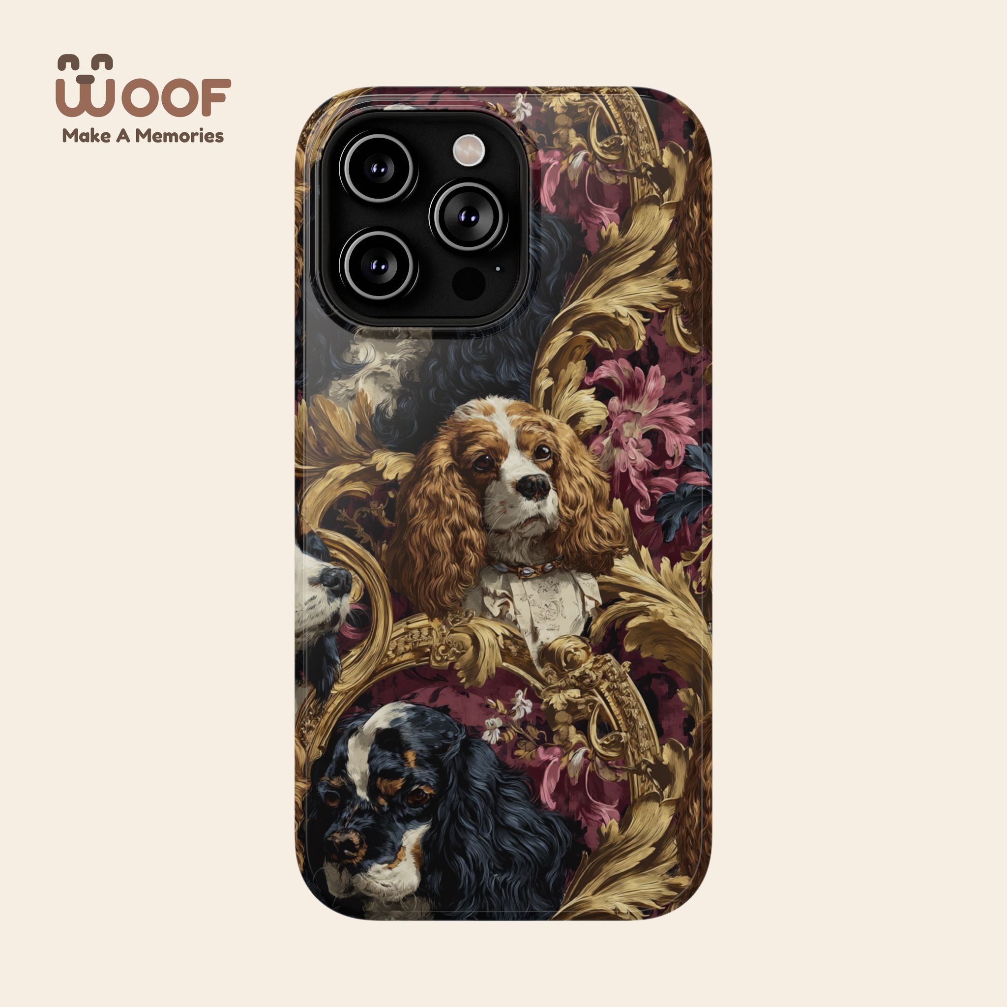 Elegant Pet Portrait Phone Case – Floral Design, Dog Lover Gift, Durable Phone Cover, Unique Art Case, Stylish Accessory