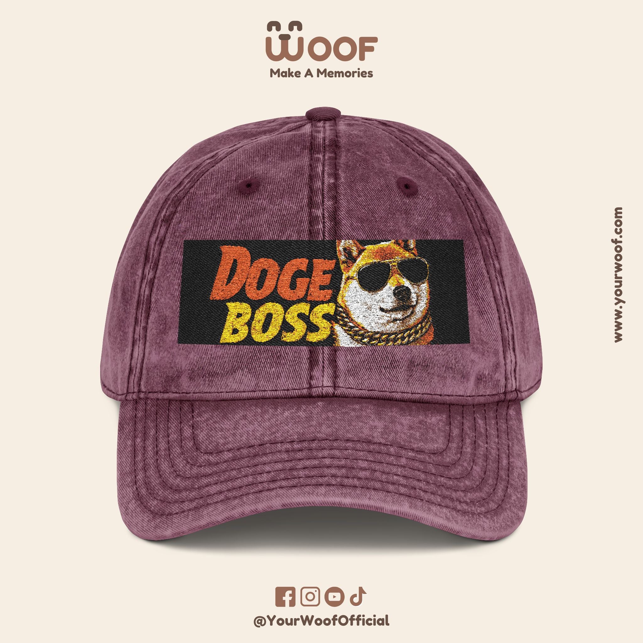 Vintage Doge Boss Cap, Retro Embroidered Hat, Unique Gift for Meme Lovers, Trendy Dad Hat, Cool Casual Accessory