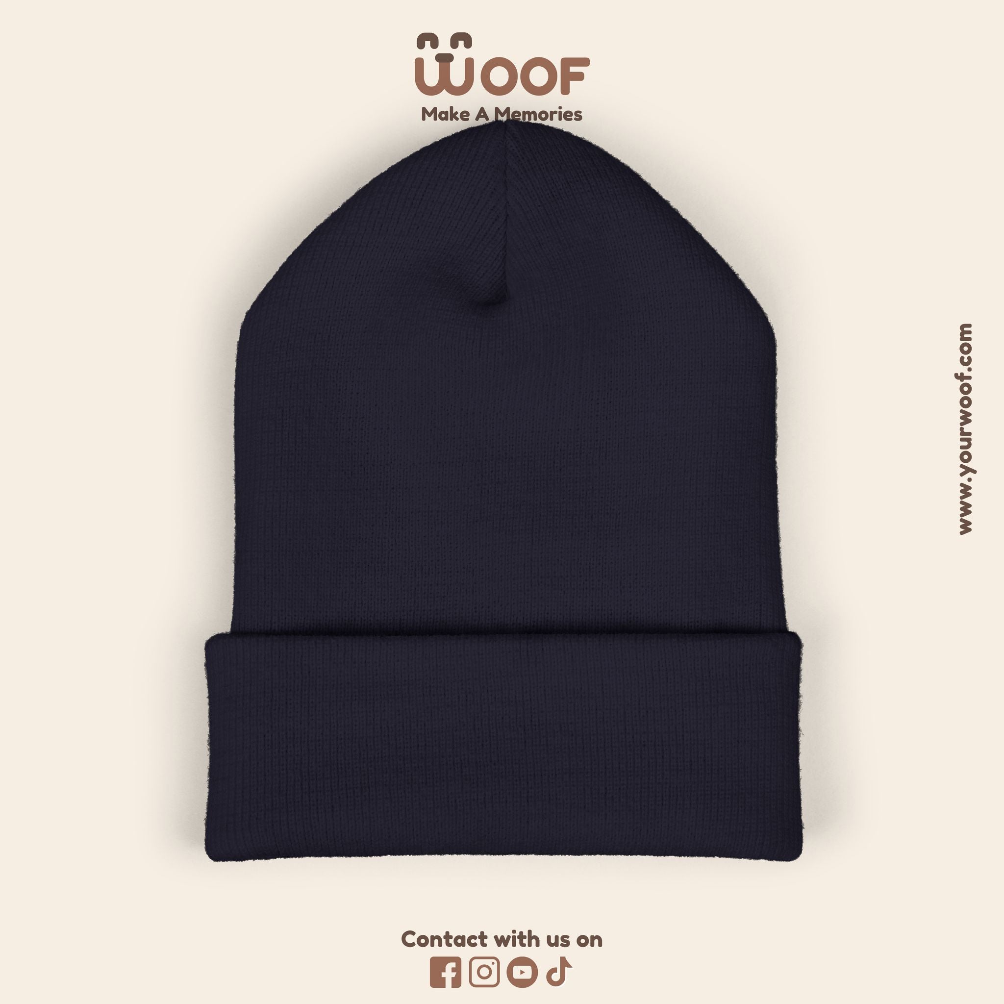 Classic Cuffed Beanie with 'Woof' Embroidery - Perfect for Dog Lovers, Winter Wear, Gift for Pet Owners, Cozy Accessory, Everyday Style