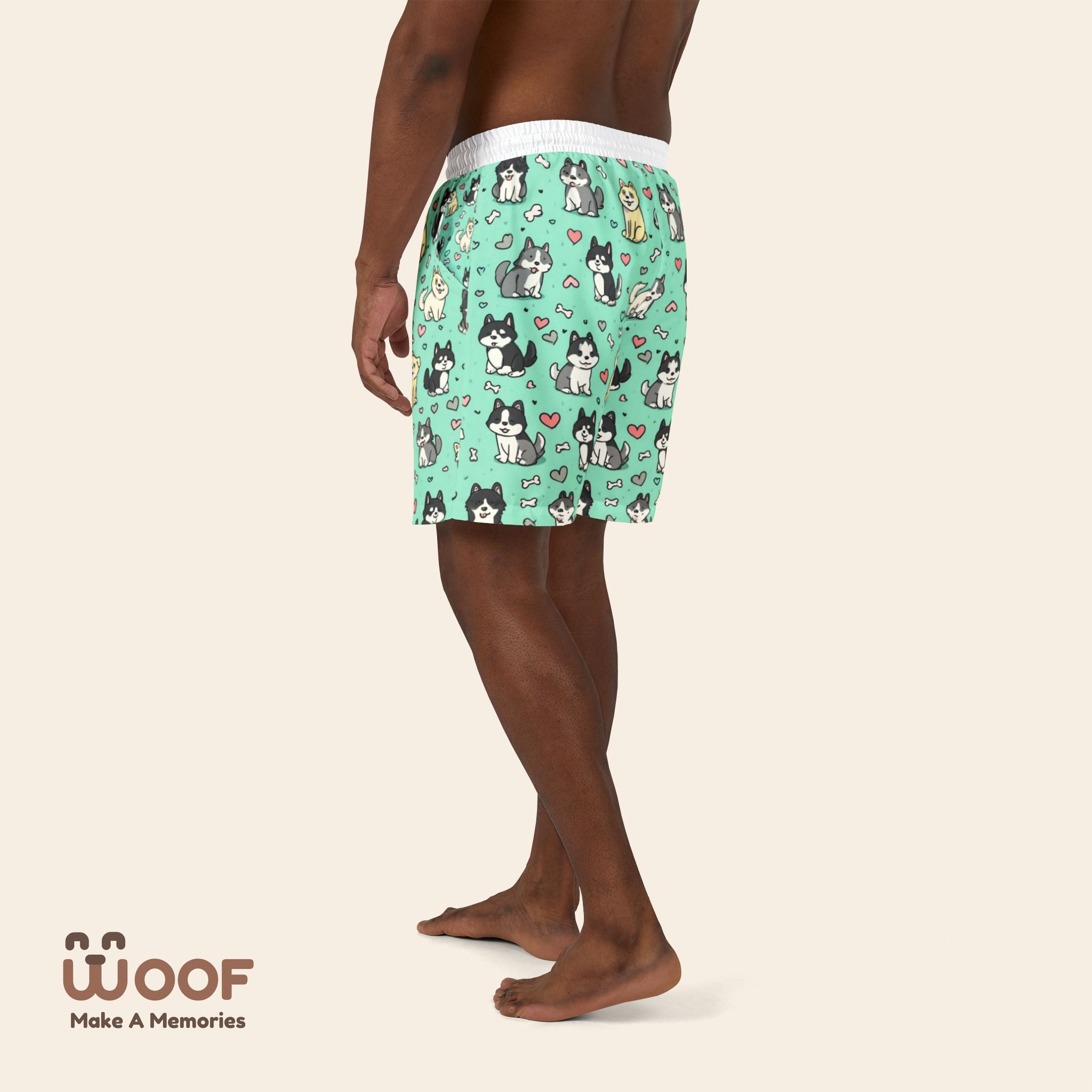Cute Dog Print Unisex Swim Shorts | Perfect for Beach Days and Pet Lovers