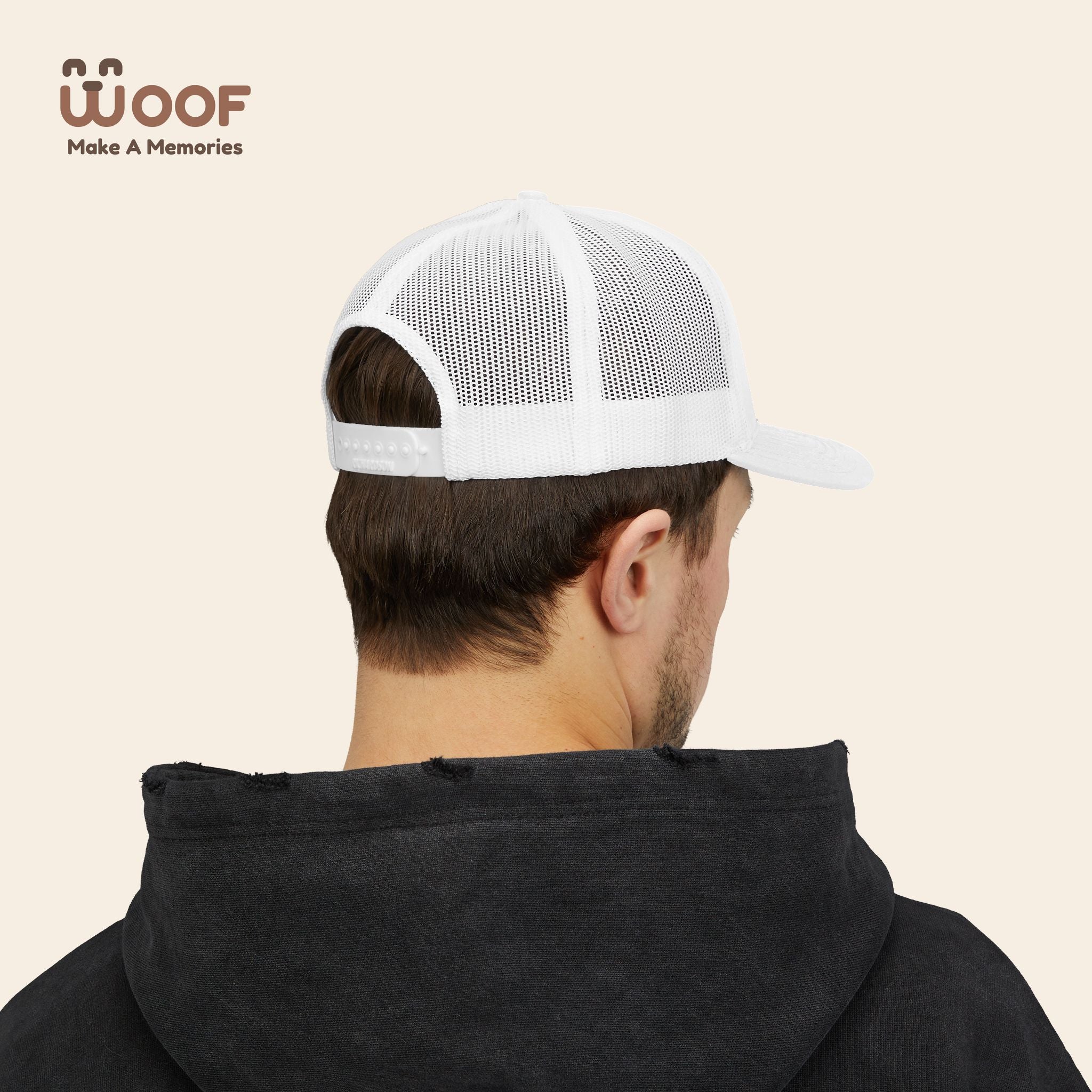 Woof Snapback Trucker Cap - Pet Lovers Gift, Dog Mom Hat, Casual Outdoor Accessory, Fun Pet Apparel, Unique Dog Dad Gift